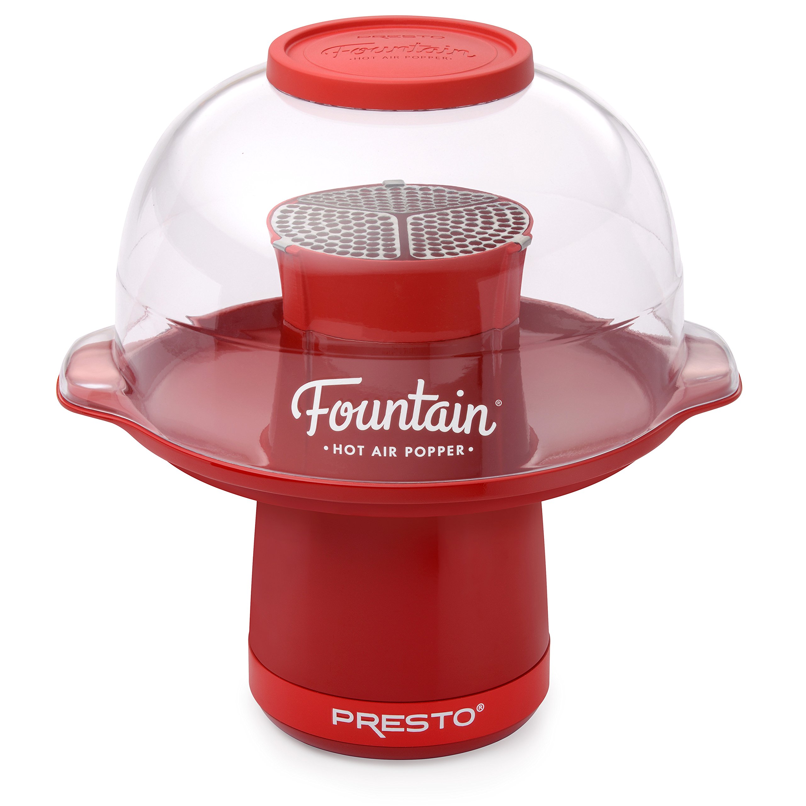 Presto Fountain Hot Air Popcorn Maker - Red, Healthy Snack Machine for Home, Kitchen & Movie Nights - Fast, Oil-Free Popcorn Popper for Family & Parties
