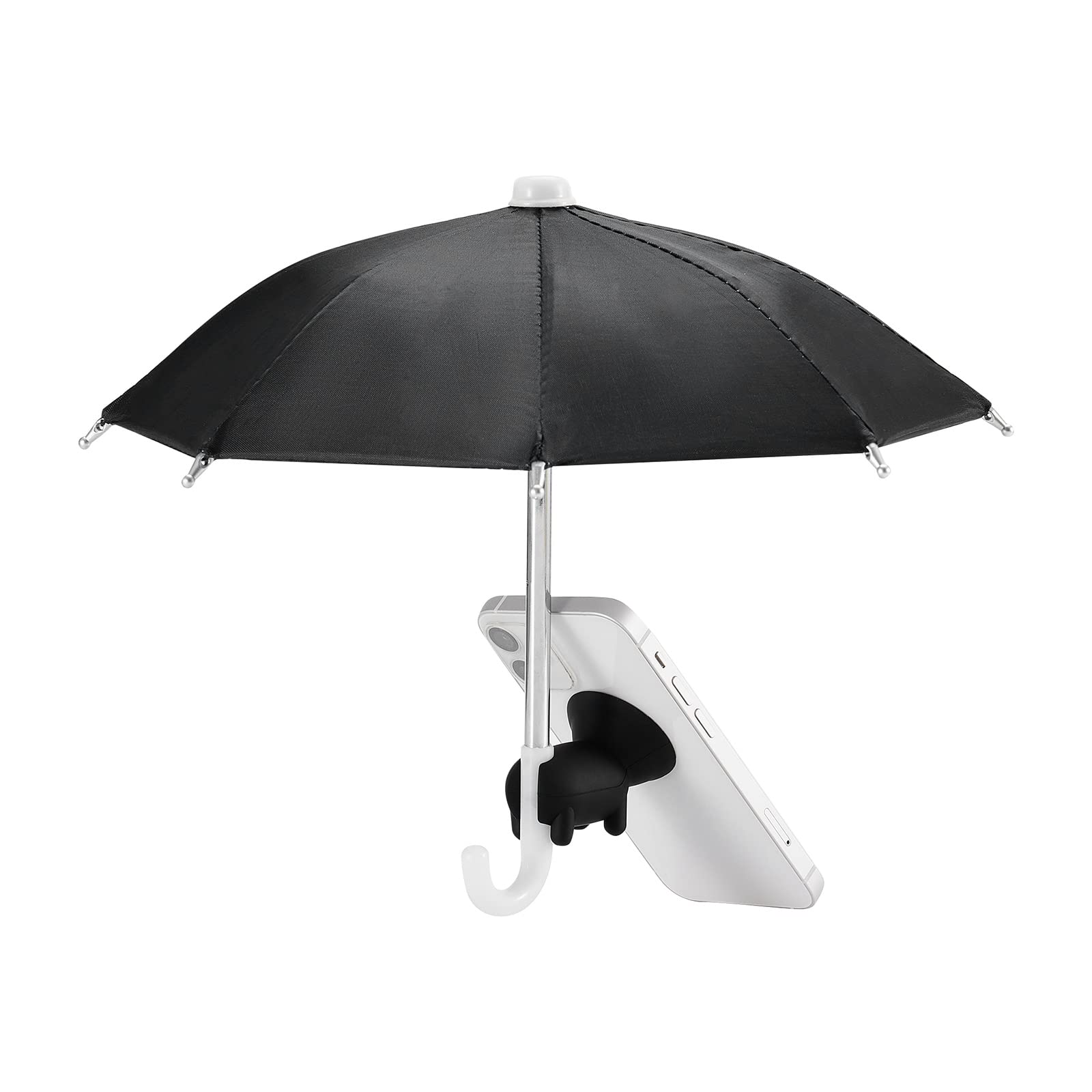 Universal Phone Umbrella Suction Cup Stand - Adjustable Sun Shade Cover for Smartphones, Creative Piggy Design Desktop Phone Holder with Strong Suction Mount for Outdoor/Indoor Use - Perfect for Beach, Poolside, Picnics & Office Desks (Black)