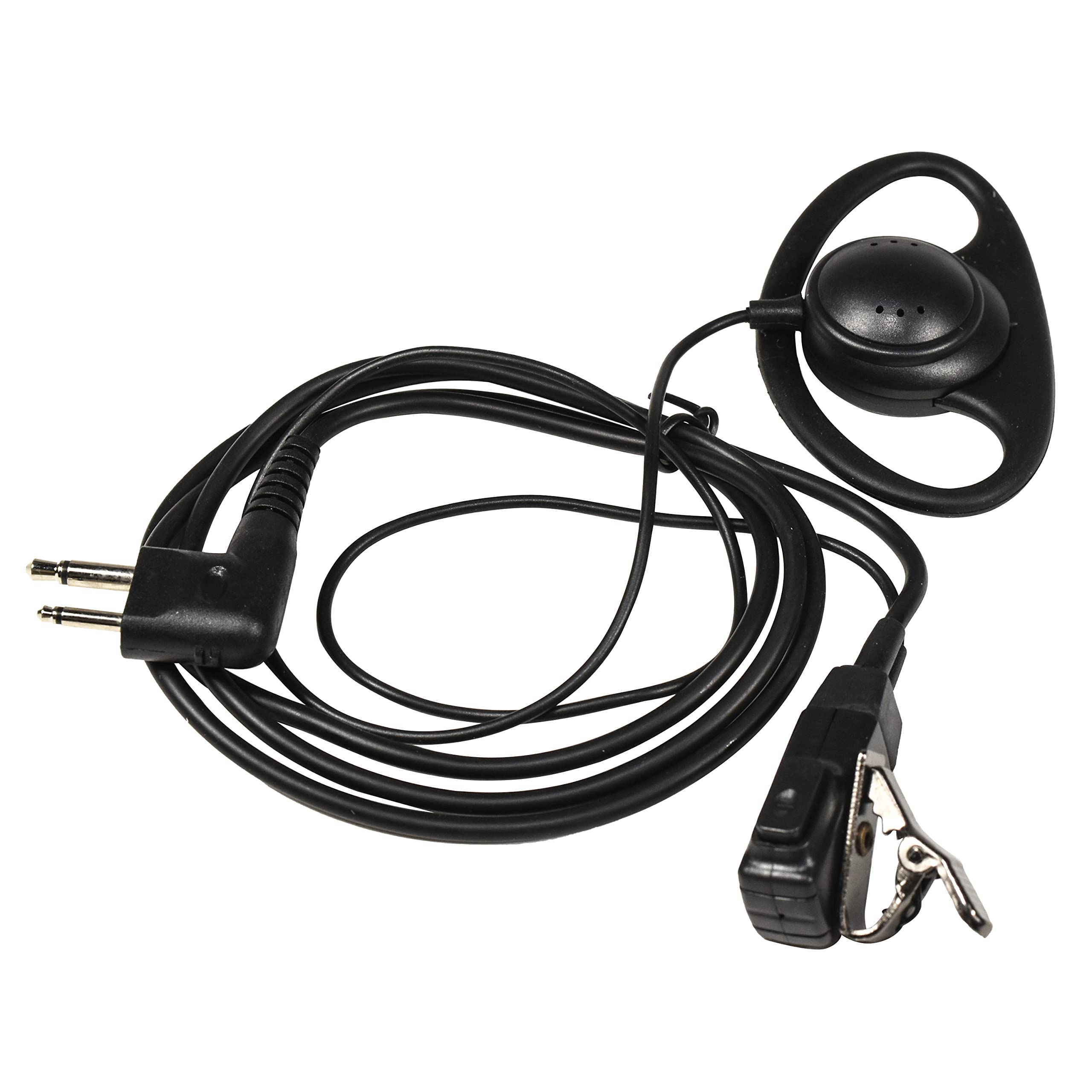 HQRP D-Shape Earpiece Headset with PTT Mic - Compatible with Motorola DTR550, DTR650, DTR410, CLS1450C, CLS1450CB - Secure Fit for Construction, Security & Outdoor Communication
