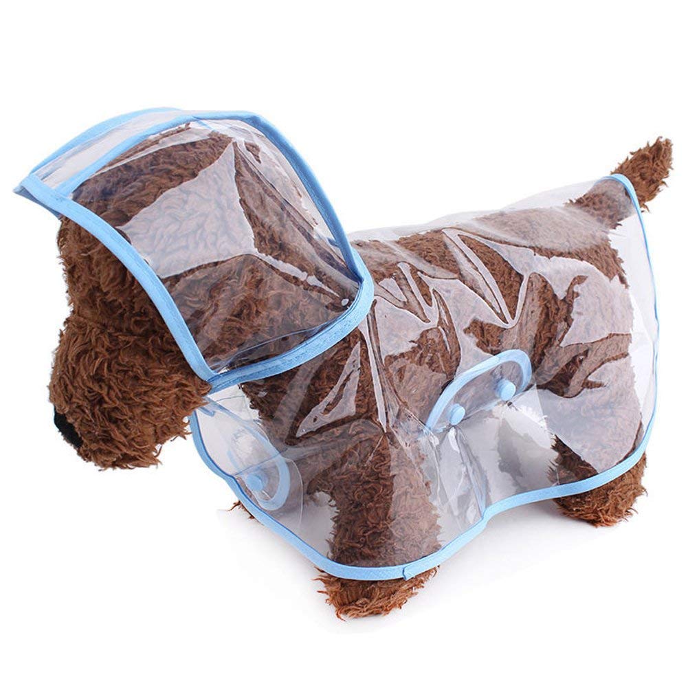 HongGun Waterproof Pet Raincoat - Transparent Dog Rain Jacket for Small Dogs & Cats, Fashionable Puppy Rainwear (XS-Blue) - Perfect for Outdoor Walks & Rainy Day Adventures