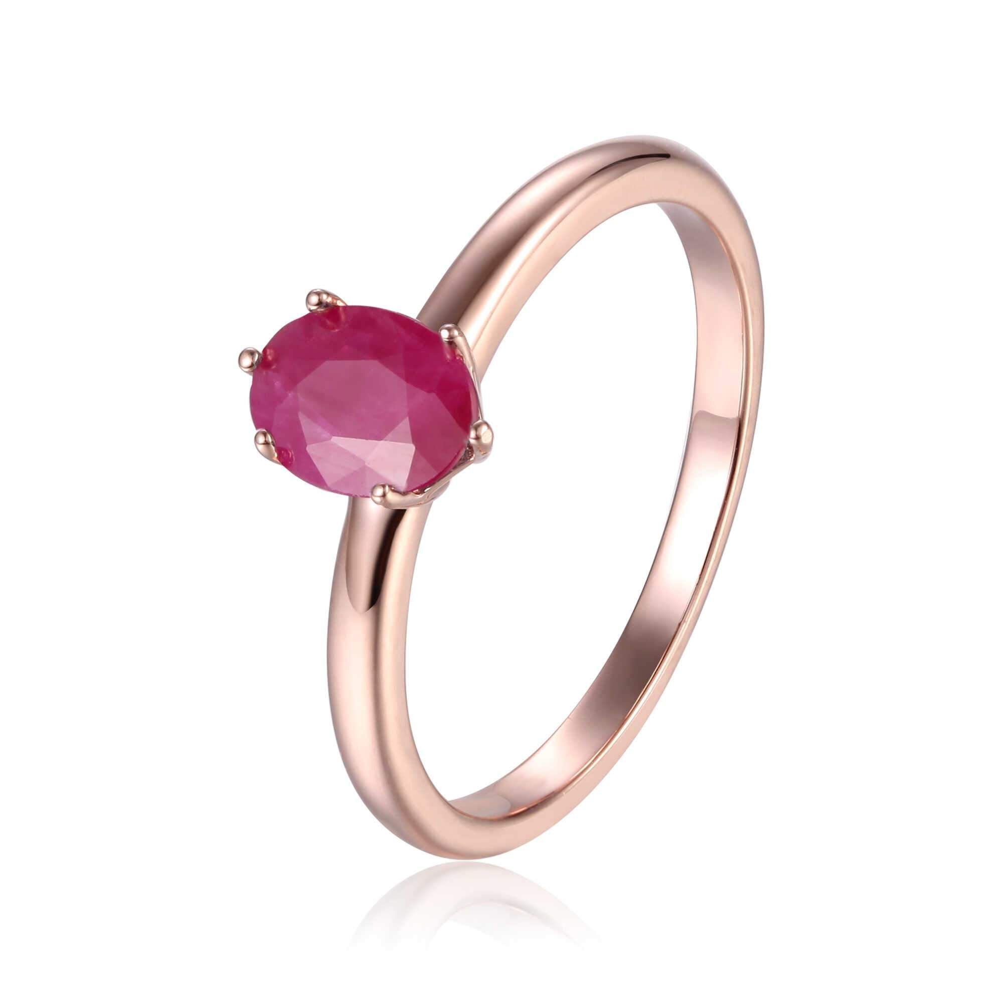 Genuine Ruby Solitaire Ring – 14K Gold Women's Engagement Wedding Band – Perfect for Proposals, Anniversaries & Special Occasions