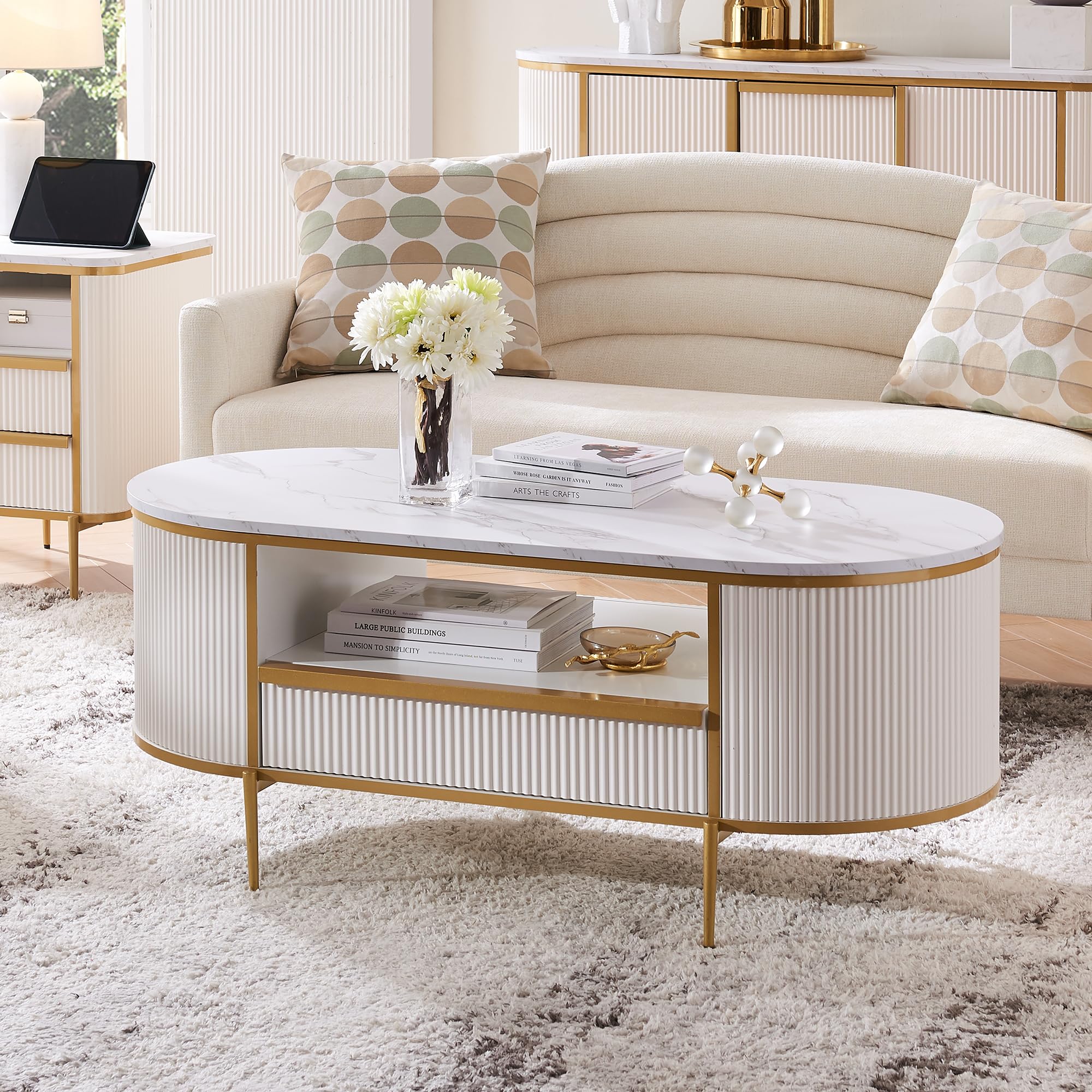 OKD Modern Luxury Fluted Coffee Table - 48