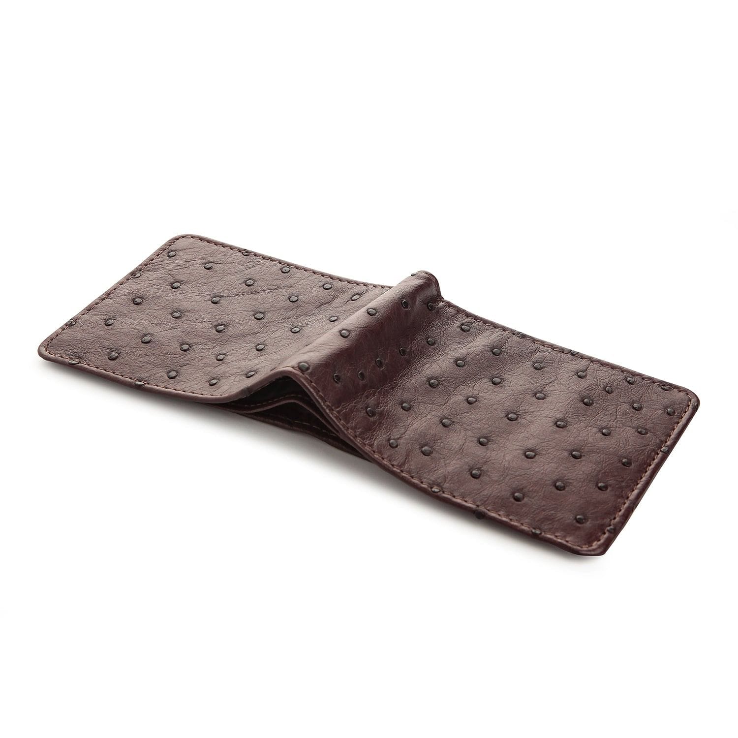 Genuine Dark Brown Ostrich Leather Men's Wallet - Slim Bifold RFID Blocking for Everyday Use & Travel