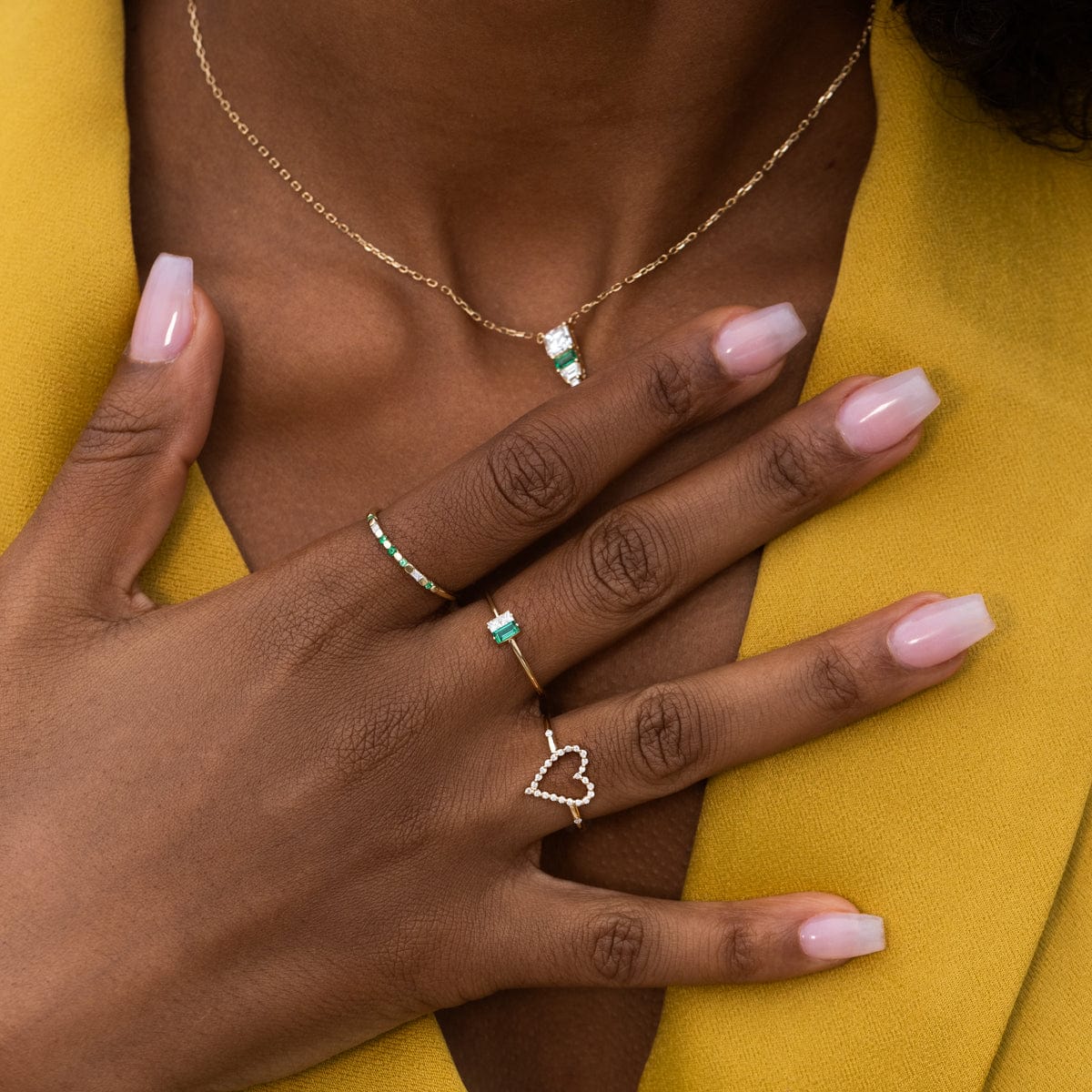 Emerald Diamond Twinkle Ring - 14K Gold Plated Elegant Jewelry for Women, Perfect for Engagement, Anniversary & Special Occasions