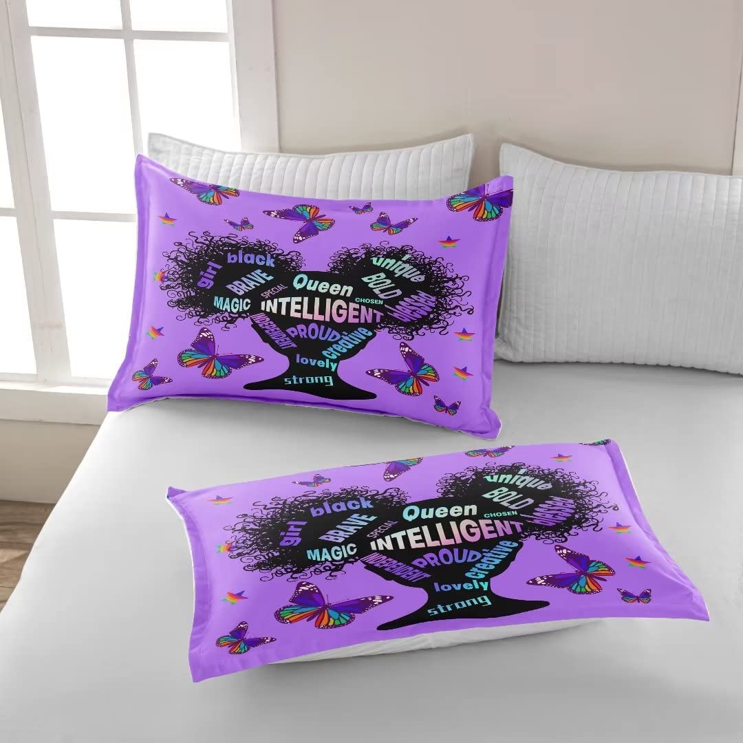 Black Girl Magic Comforter Set Full for Kids Teens Toddler - African American Inspirational Quotes Bedding Set with Princess Decor - Perfect for Girls' Bedroom, Dorm Room & Sleepovers