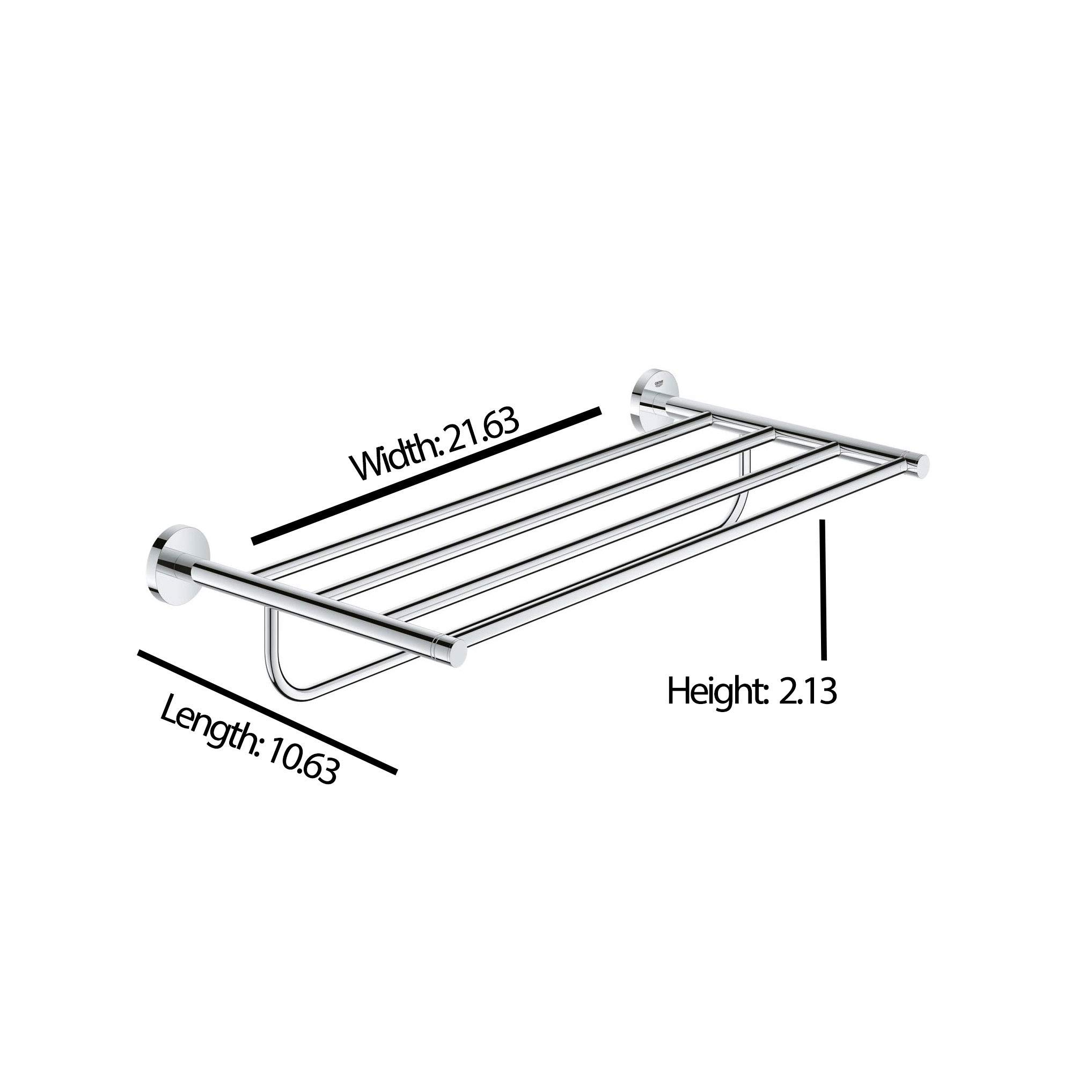 Growe Essentials 22 Inch Stainless Steel Multi-Towel Rack - Bathroom & Kitchen Towel Holder for Spa, Hotel, and Home Use