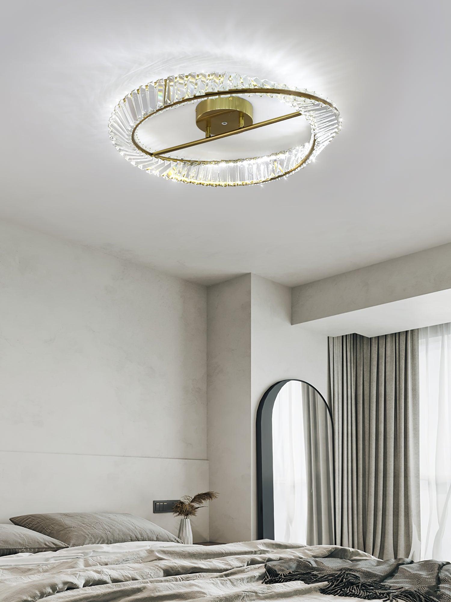 Elegant Crystal Rings Ceiling Light Fixture - Modern Chandelier for Living Room, Dining Room & Bedroom Decor