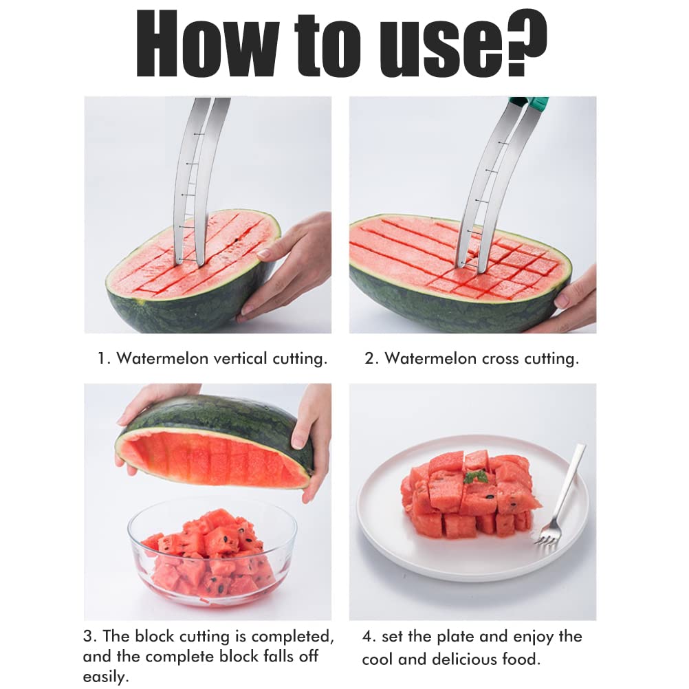 Premium 304 Stainless Steel Watermelon Cutter & Slicer - Fast Cube Cutting Knife for Watermelons, Fruits & Melons - Perfect Kitchen Gadget for Fruit Salads, BBQs & Summer Parties