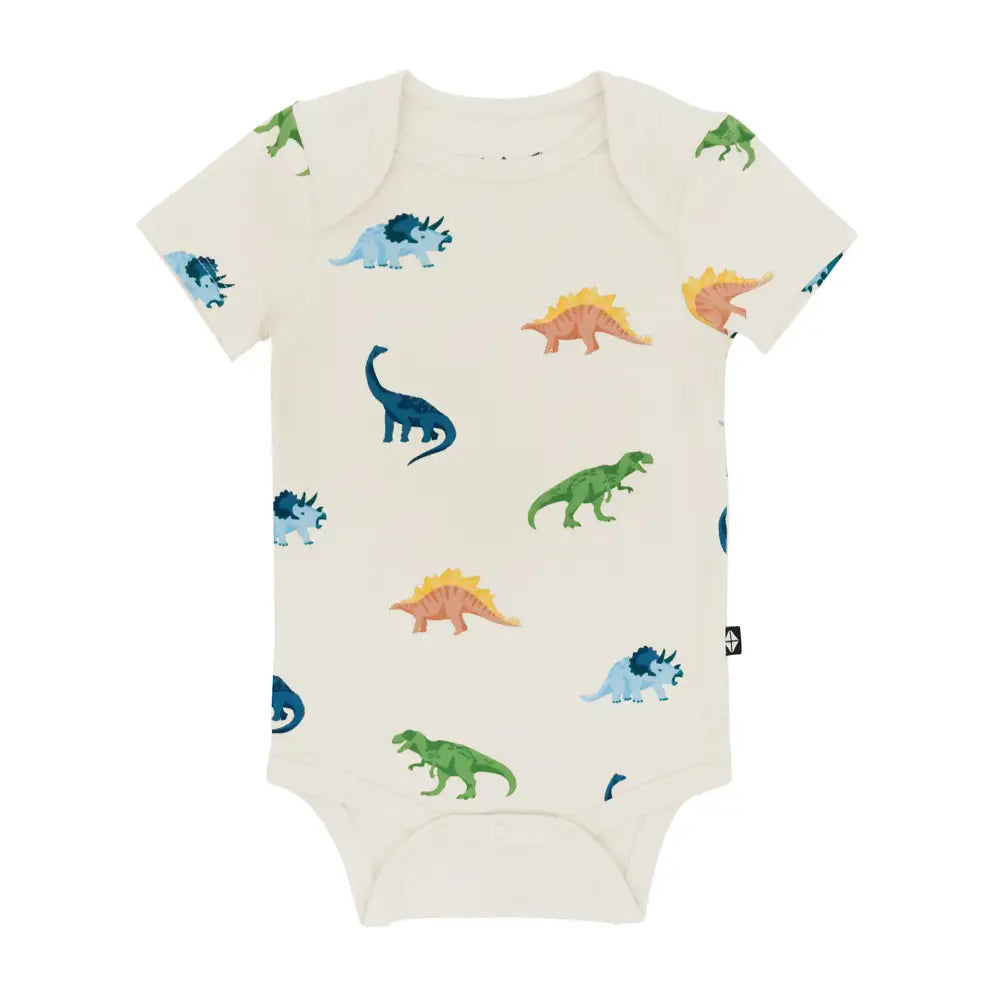 Kyte Baby Organic Cotton Short Sleeve Bodysuit - Soft Ecru Roar Print for Newborns & Infants | Perfect for Playtime, Daycare & Family Photos