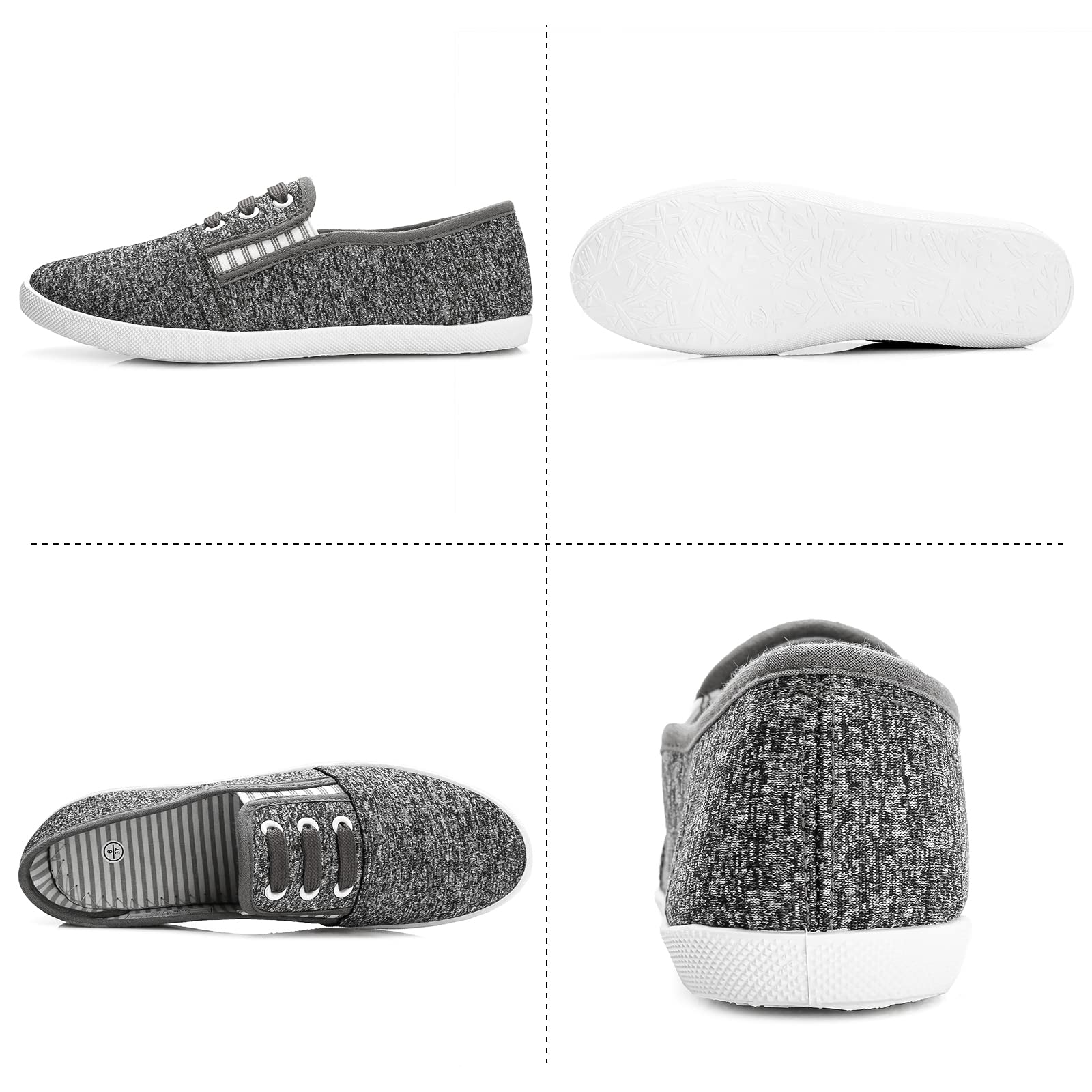 Kufeiti Women's Canvas Slip-On Sneakers - Comfortable Elastic Casual Shoes for Women in White & Black | Perfect for Walking, Travel, and Everyday Wear