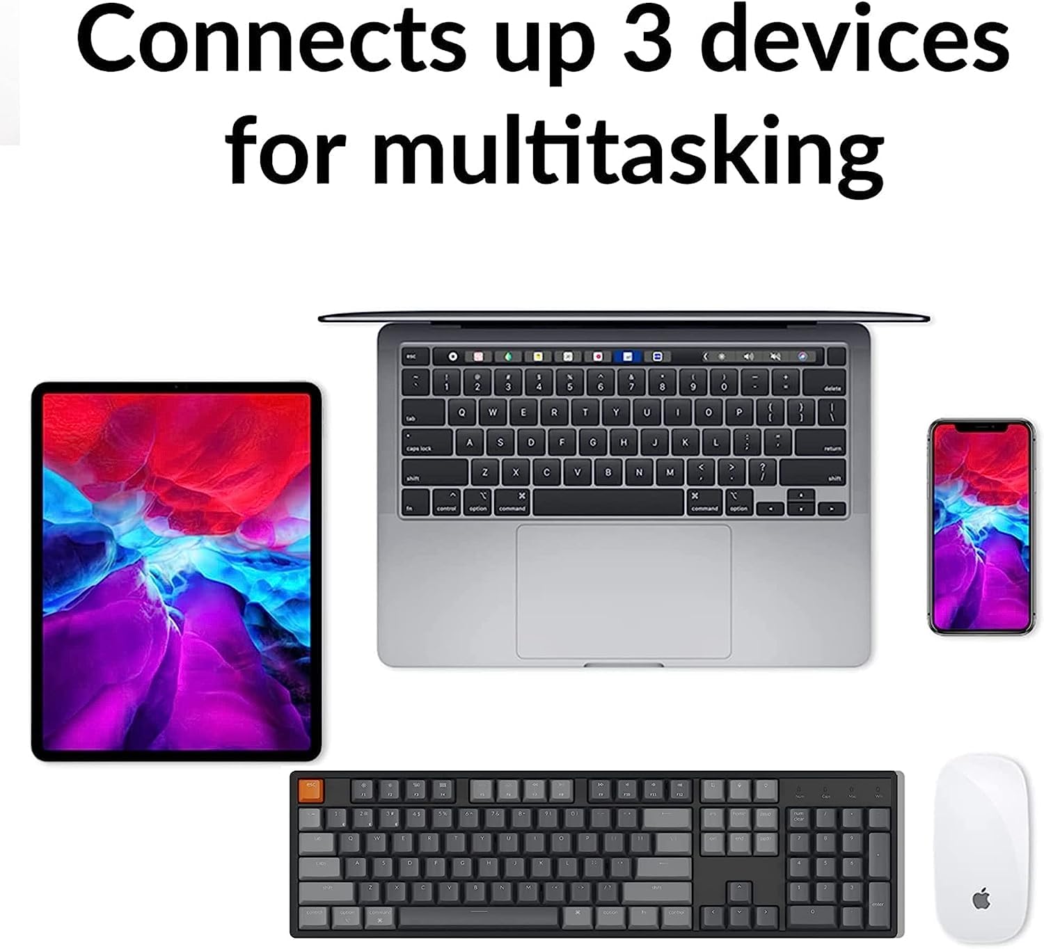 Keychron K10 Full Size 104-Key Wireless Mechanical Keyboard with RGB Backlight | Hot-Swappable Gateron G Pro Red Switches | Aluminum Frame | Bluetooth/Wired for Mac & Windows | Perfect for Gaming, Typing & Office Work