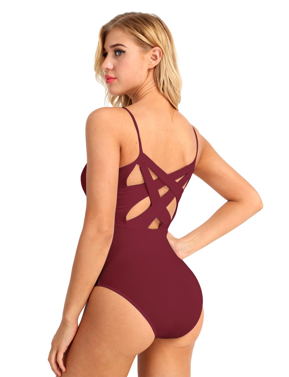Women's Criss Cross Back Built-In Shelf Bra Ballet Dance Leotard - Gymnastic Bodysuit for Ballet, Yoga & Performance - Comfortable Dancewear for Studio & Stage