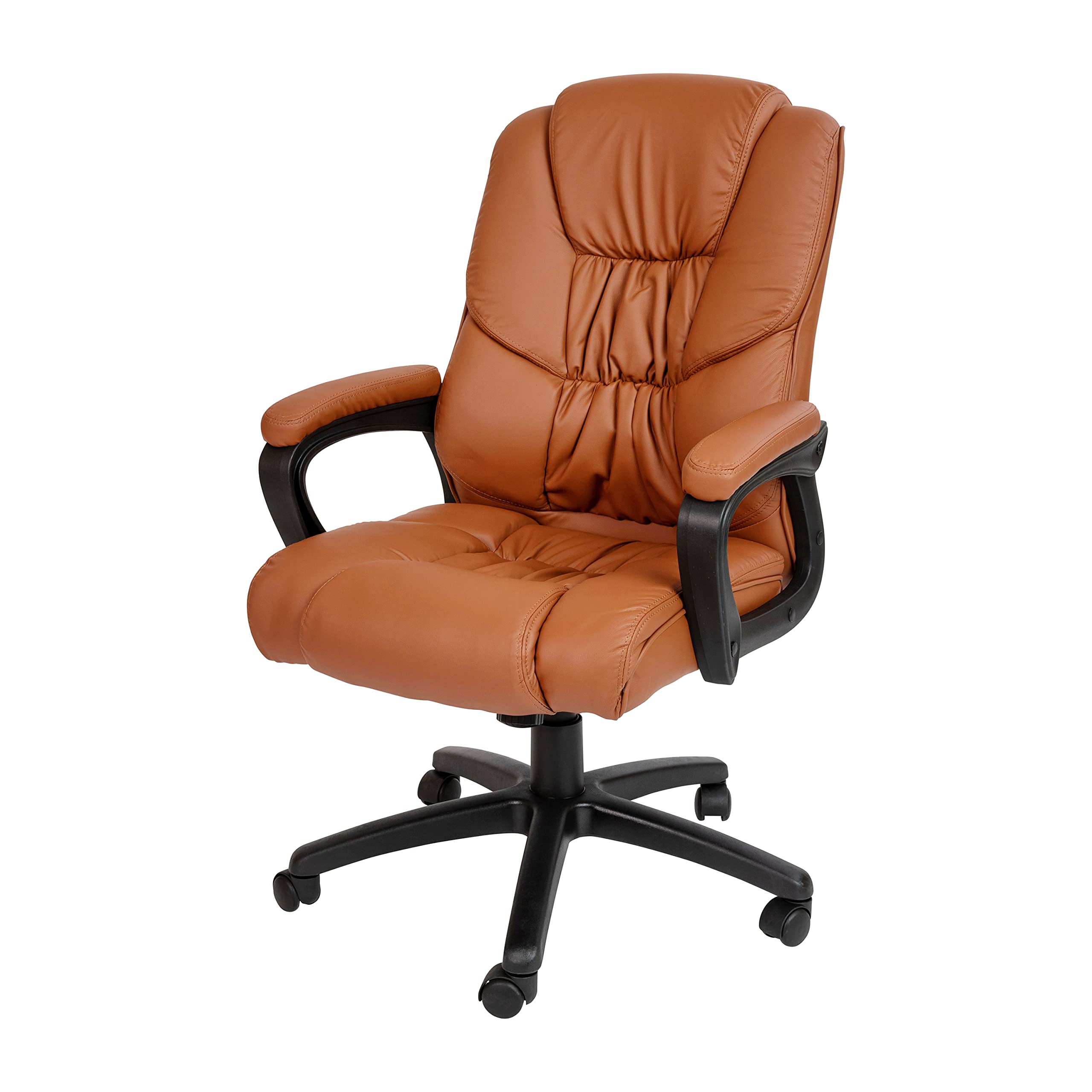 EMMA + OLIVER Big & Tall 400 lb. Rated Brown LeatherSoft Executive Office Chair - Heavy Duty Ergonomic Desk Chair for Home & Business Use