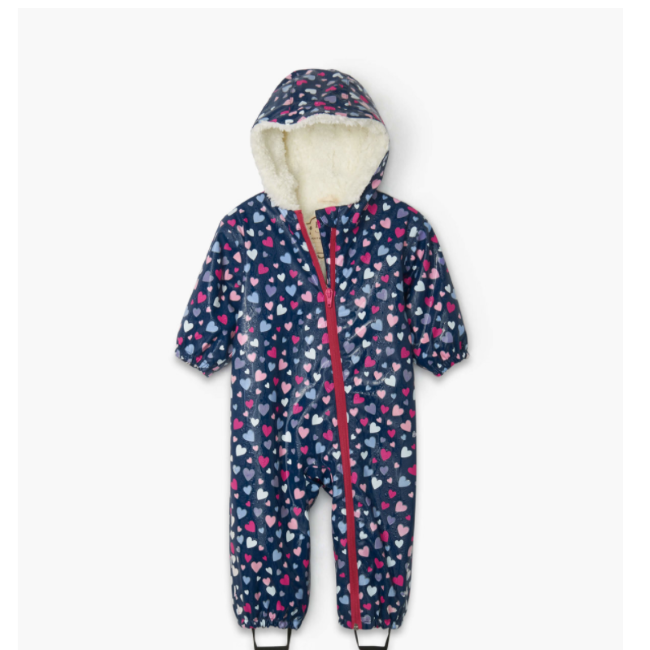 Hatley Confetti Hearts Sherpa Lined Color Changing Baby Bundler - Cozy Winter Wear for Infants & Toddlers, Perfect for Outdoor Adventures & Family Photos