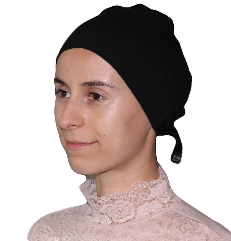 Aker Plain Hijab Bonnet Underscarf - Black | Modest Hair Cover for Muslim Women | Perfect for Prayer, Sleep & Everyday Wear