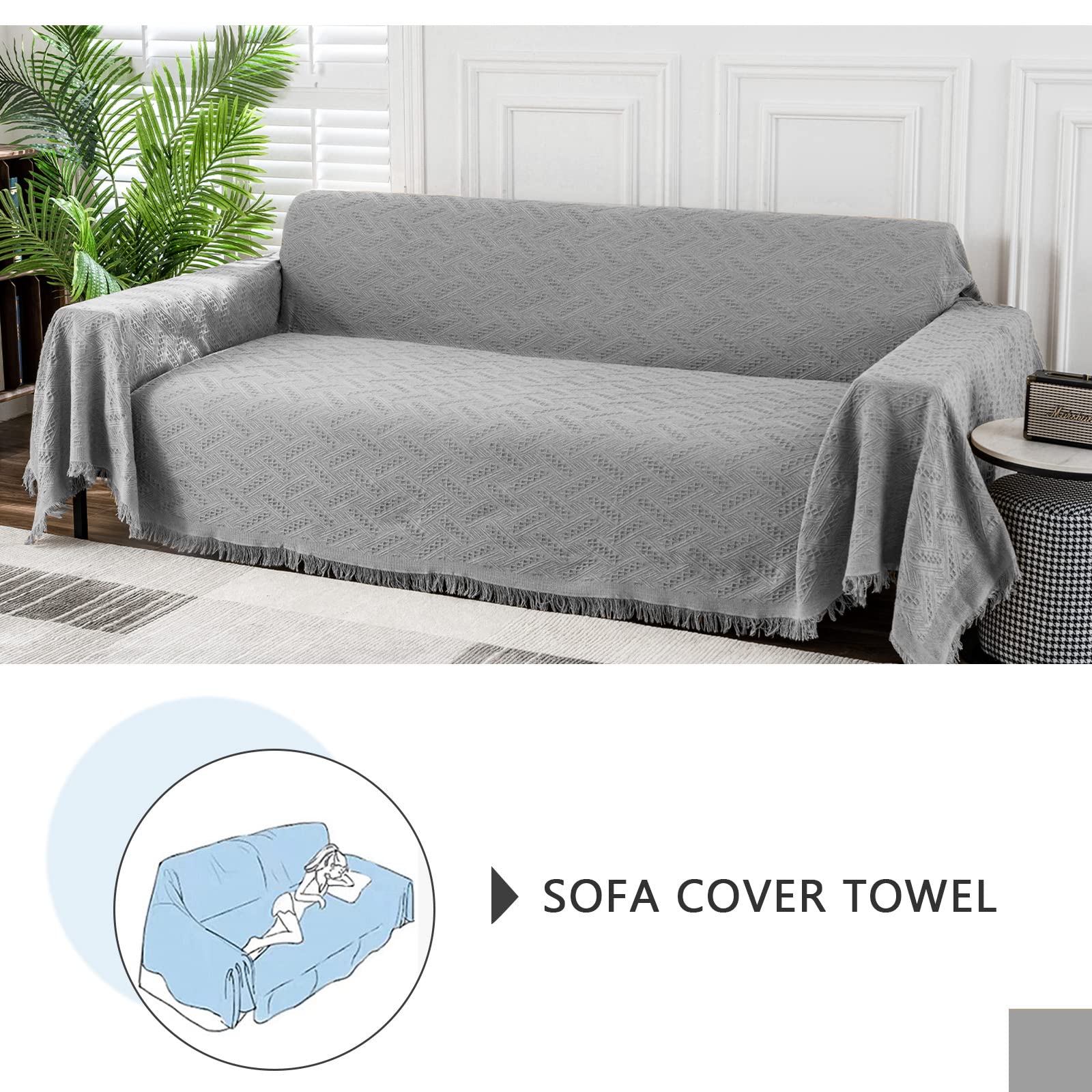 MEETSKY Washable Sofa Slipcover for Sectional & L-Shaped Couches - Soft, Thick, Durable Sofa Cover Blanket - XX-Large 91