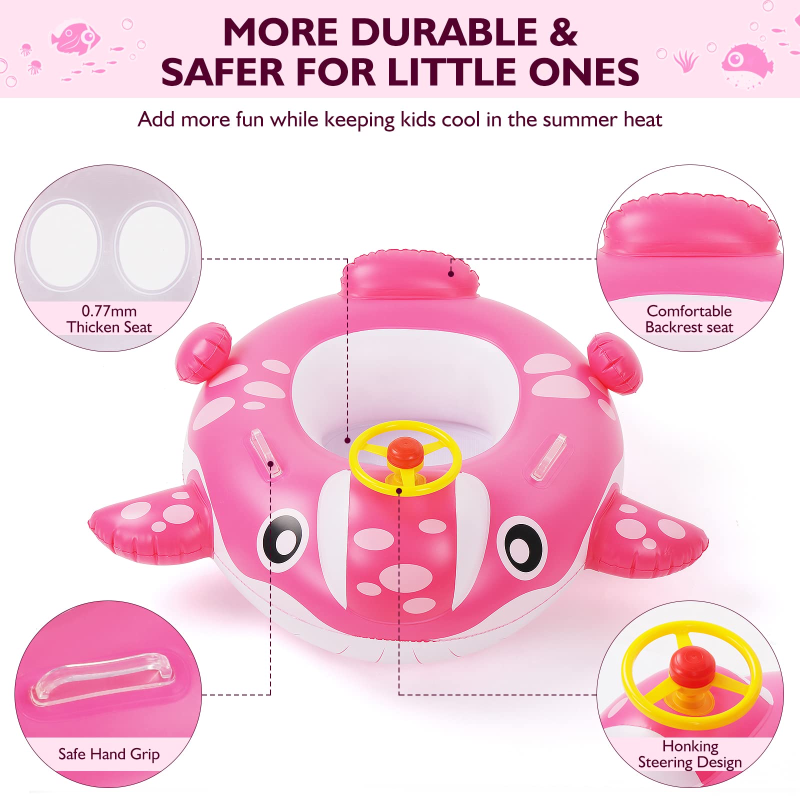 Peradix Baby Pool Float with Canopy - Inflatable Swim Ring for Toddlers | Beach & Pool Play