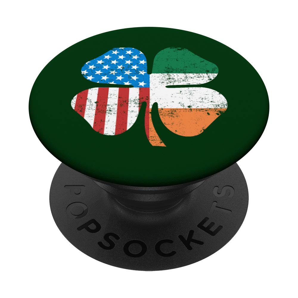 4 Leaf Clover America Irish Flags Gift - Swappable PopSockets PopGrip for Phone & Tablet - Perfect for St. Patrick's Day, Irish Pride & Everyday Use
