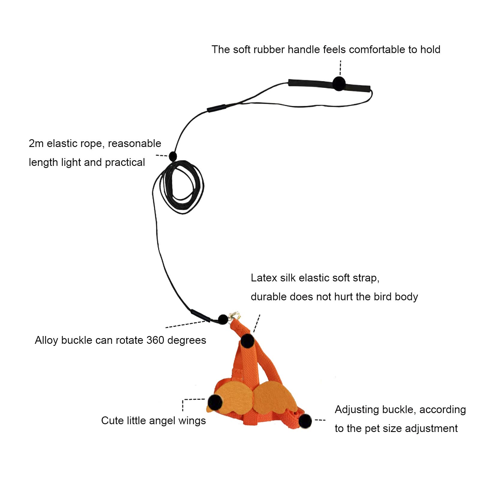 2PCS Adjustable Parrot Harness & Leash Set for Small Birds Under 37g - Secure Flight Training & Outdoor Adventure Gear for Parrots, Parakeets, Cockatiels - Perfect for Park Walks, Backyard Flying & Travel Safety