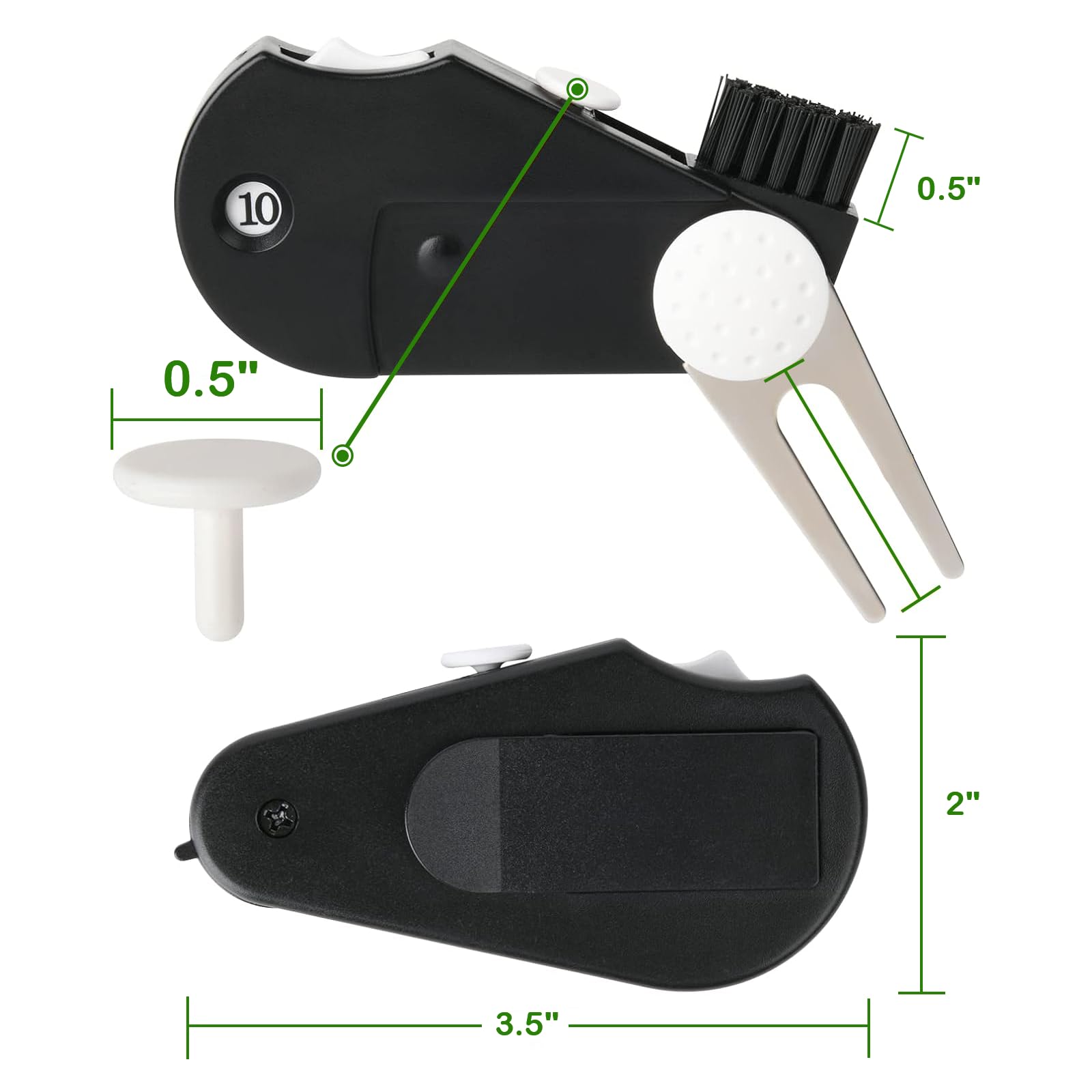 Premium 5-in-1 Metal Foldable Golf Divot Tool with Ball Marker - Durable Golf Accessories for Men & Women - Perfect for Repairing Greens, Practice Sessions and Golf Gifts