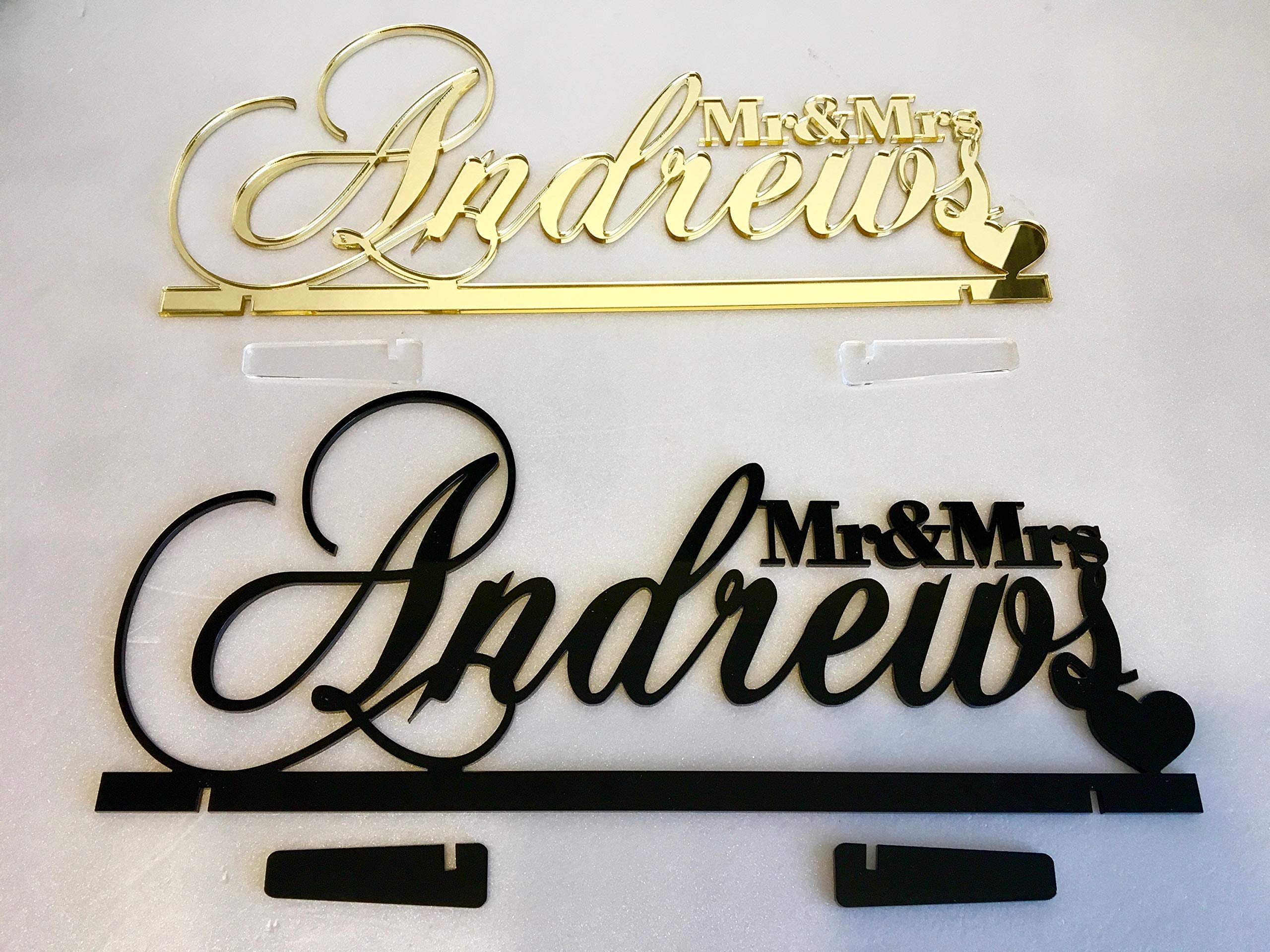 Personalized Mr & Mrs Wedding Sign with Heart - Custom Last Name Sweetheart Table Centerpiece for Wedding Reception, Anniversary Party & Romantic Decor