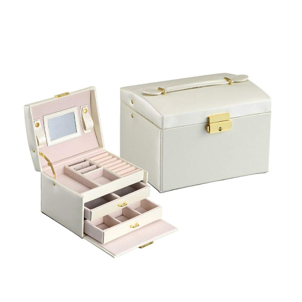 Luxury 3-Layer PU Leather Watch & Jewelry Box with Double Drawers - Elegant Storage for Necklaces, Bangles, Watches & Accessories - Perfect for Travel, Home Organization & Gift Giving (Color: 02)