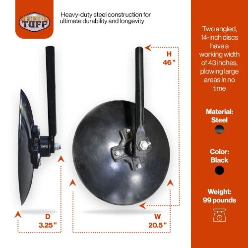 4 FT Notched Disc Harrow Attachment – Heavy Duty Pull Behind Tiller Implement for Soil Cultivation | Perfect for Farm, Garden & Landscaping | SKU: 927061