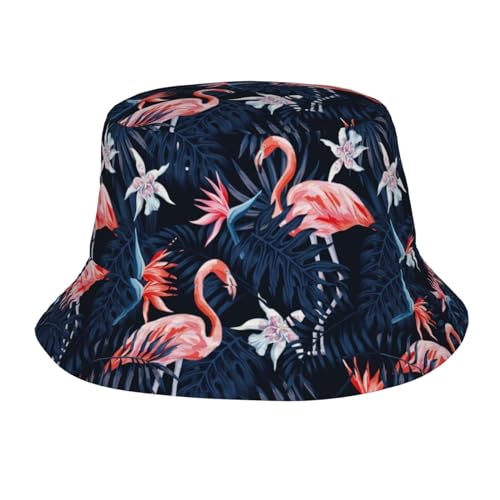 Navy Tropical Palm Leaf Blue Flamingo Summer