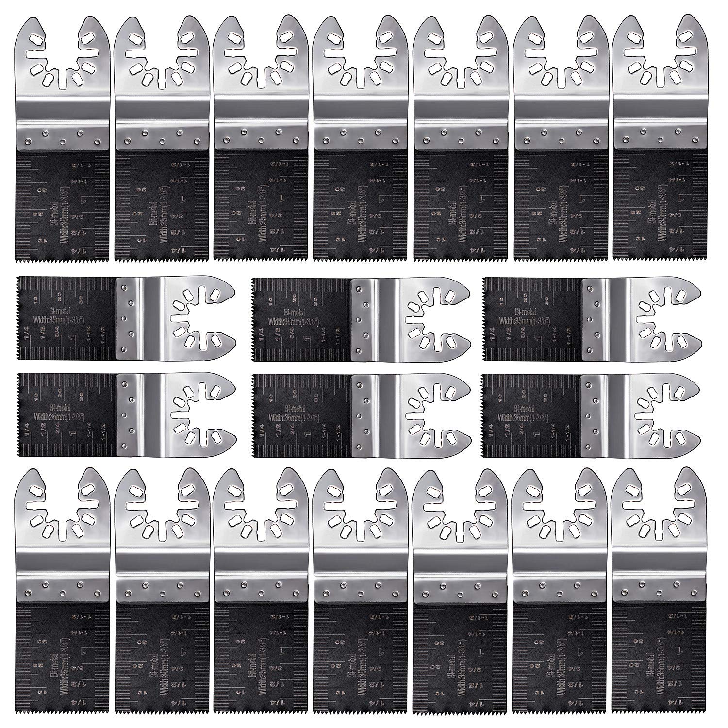 Ettonsun 20Pcs Bi-Metal Oscillating Multitool Saw Blades - Universal Multi-Purpose Blades for Cutting Metal & Wood - Compatible with Dewalt, Fein, Bosch, Dremel, Ryobi & More - Perfect for DIY Projects, Home Renovations & Professional Woodworking