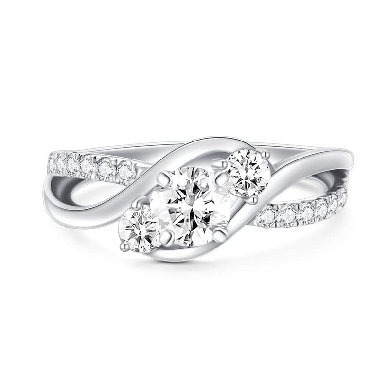 1 Carat (ctw) Moissanite Engagement Rings for Women - 10K/14K/18K White Gold Wedding Bands - Sparkling Lab-Created Diamond Alternative - Perfect for Proposals, Anniversaries & Special Occasions