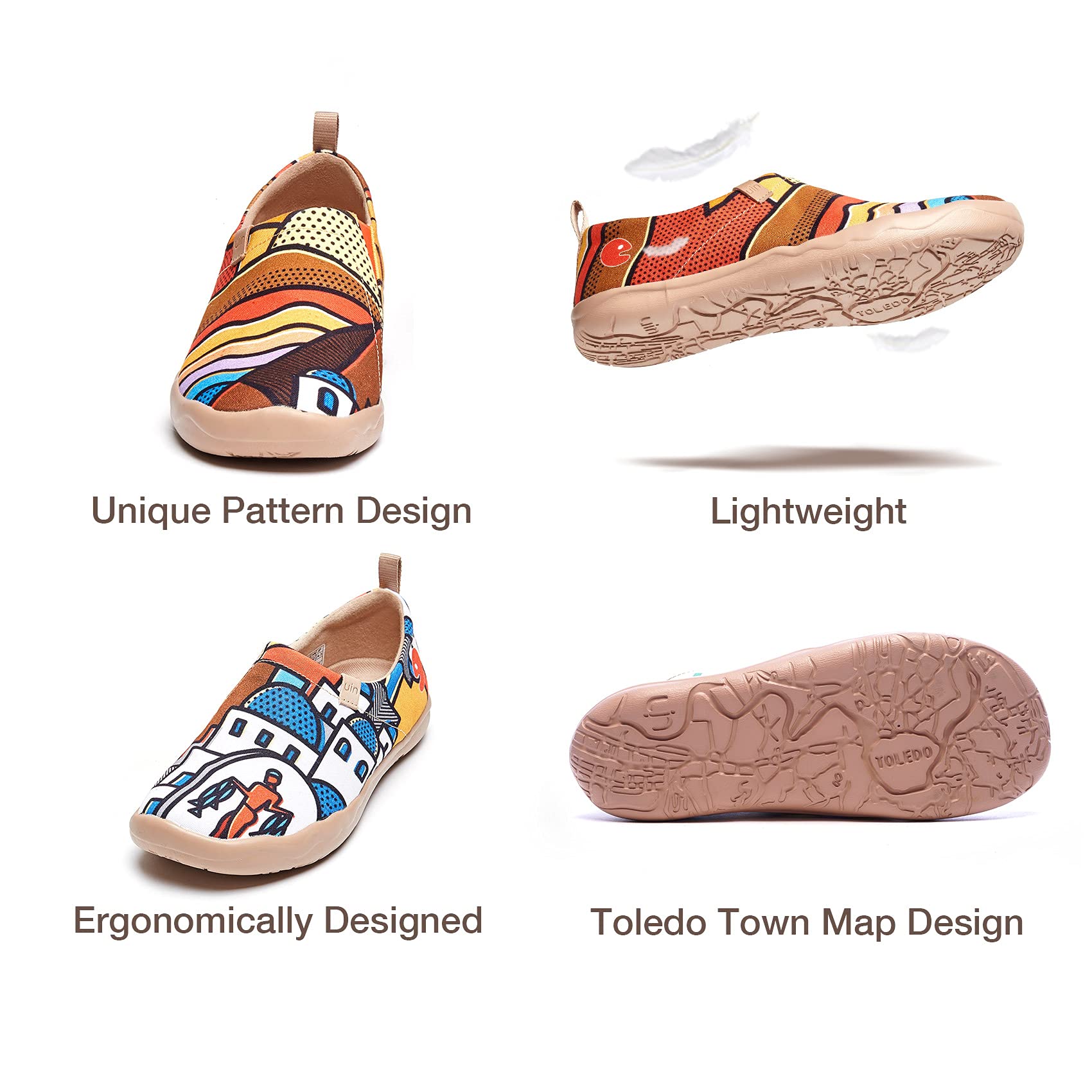 UIN Women's Slip On Sneakers - Casual Knit Loafers with Artistic Painting | Comfortable Soft Walking Shoes for Women | Perfect for Work, Travel & Everyday Wear