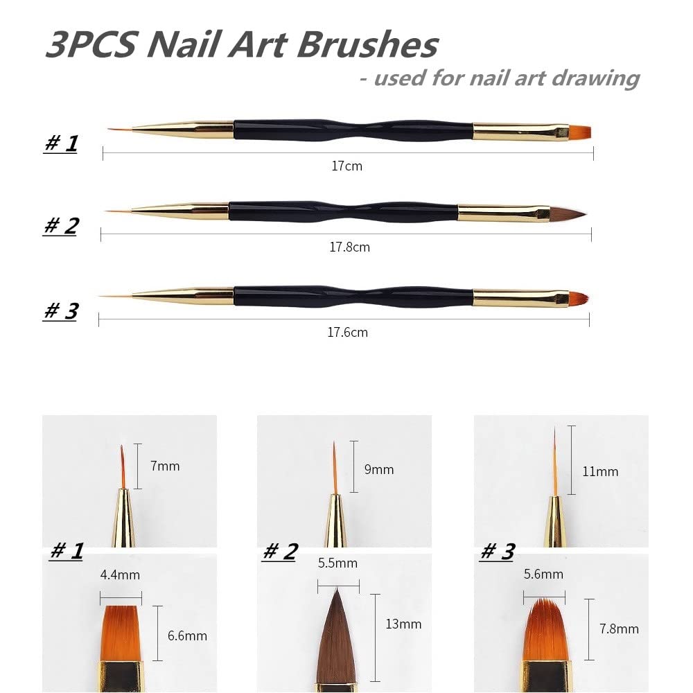 5PCS Nail Dotting Pens & 3PCS Nail Art Brushes - Dual Ended Professional Nail Art Tools for Acrylic Painting, Drawing & Lining - Perfect for DIY Manicures, Salon Nail Designs & Creative Nail Art (8-Piece Set)