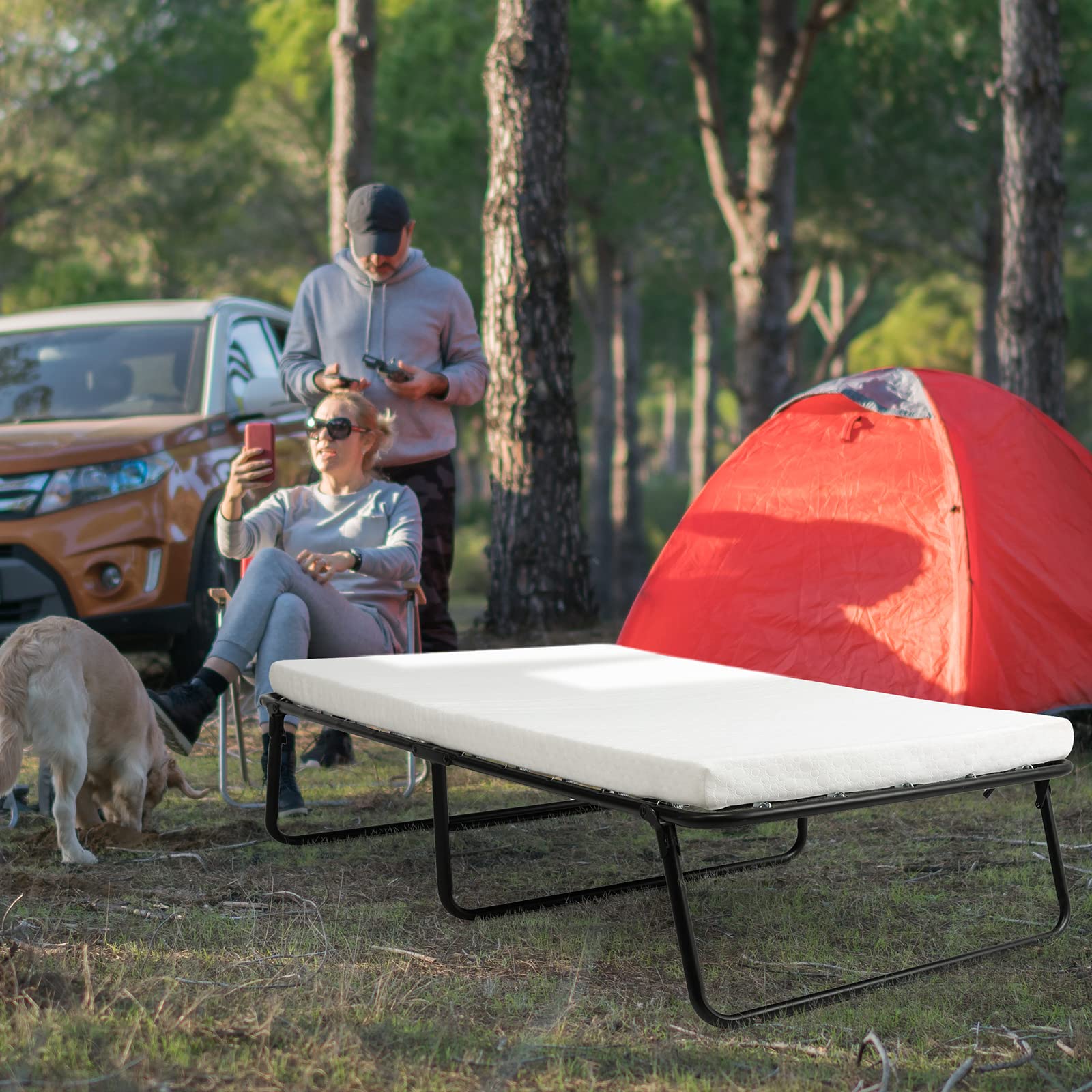 LIFERUN Folding Bed with Memory Foam Mattress - 75