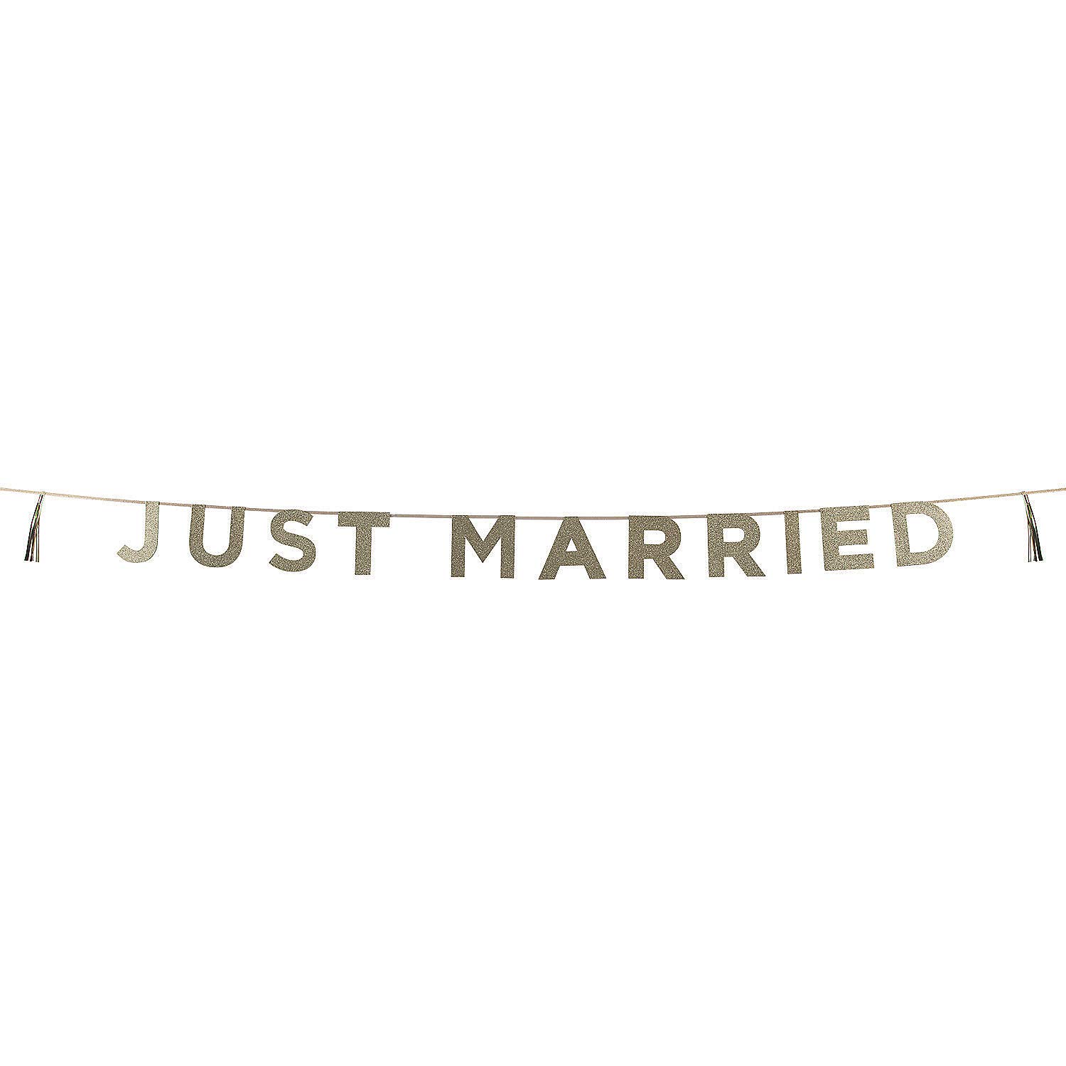 Talking Tables Just Married Glitter Pennant Banner - Wedding Party Decorations - 1 Piece - Perfect for Bridal Showers, Receptions & Anniversary Celebrations