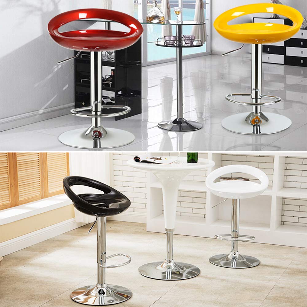 Modern Swivel Bar Stool - Heavy Duty Adjustable Bar Chair with Metal Base & Plastic Seat - Commercial Kitchen Bar Stools for Restaurants, Cafes & Home Bars