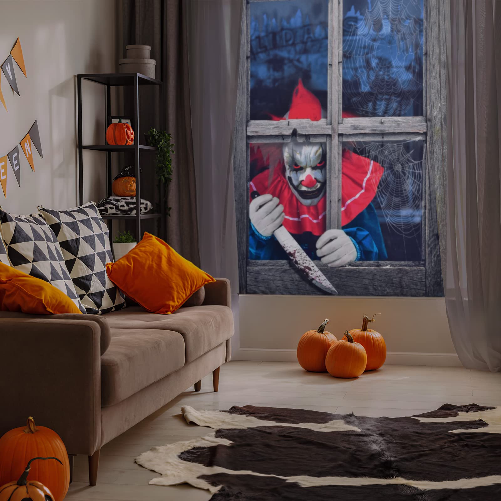 Fun Little Toys Halloween Curtain - Spooky Hanging Decoration for Halloween Party, Home & Office Decor - Perfect for Indoor & Outdoor Halloween Decorations