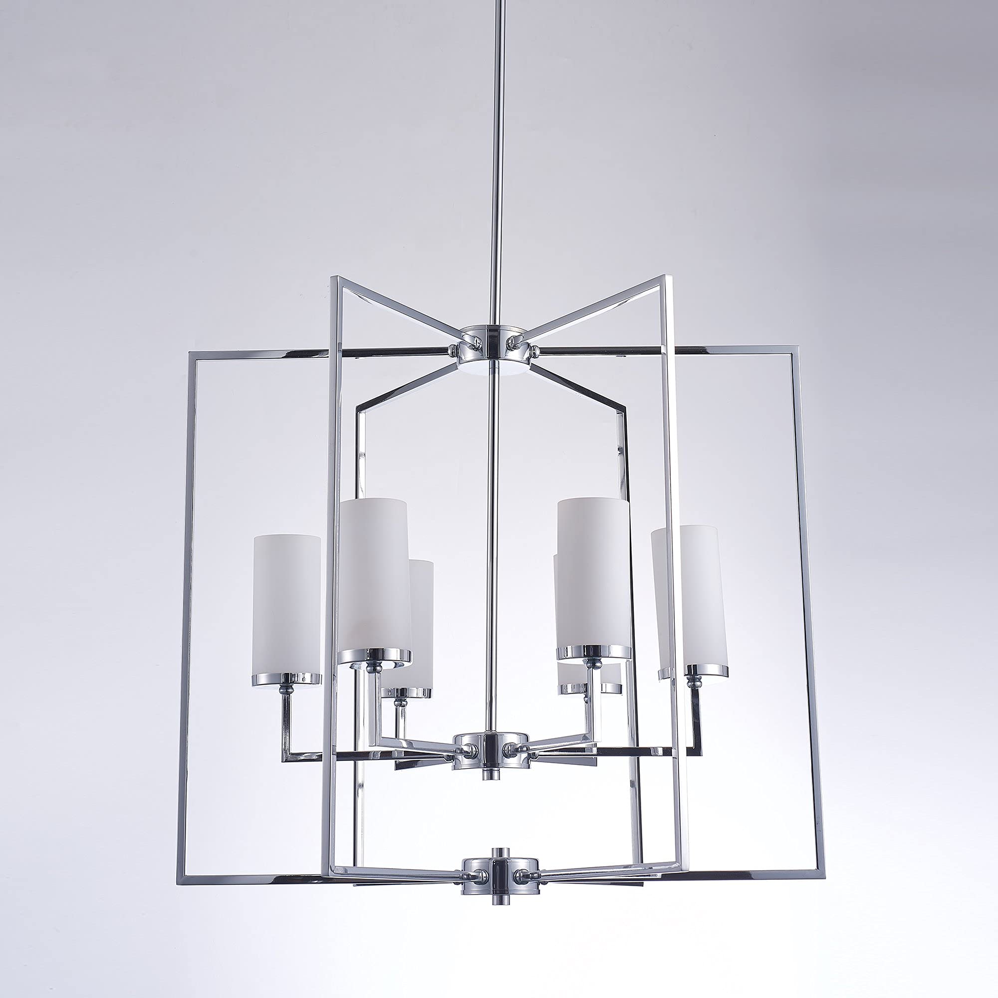 Pasargad Home Riva Collection Modern Metal & Glass Chandelier Lights - Elegant Dining Room & Living Room Ceiling Lighting Fixture for Home Decor