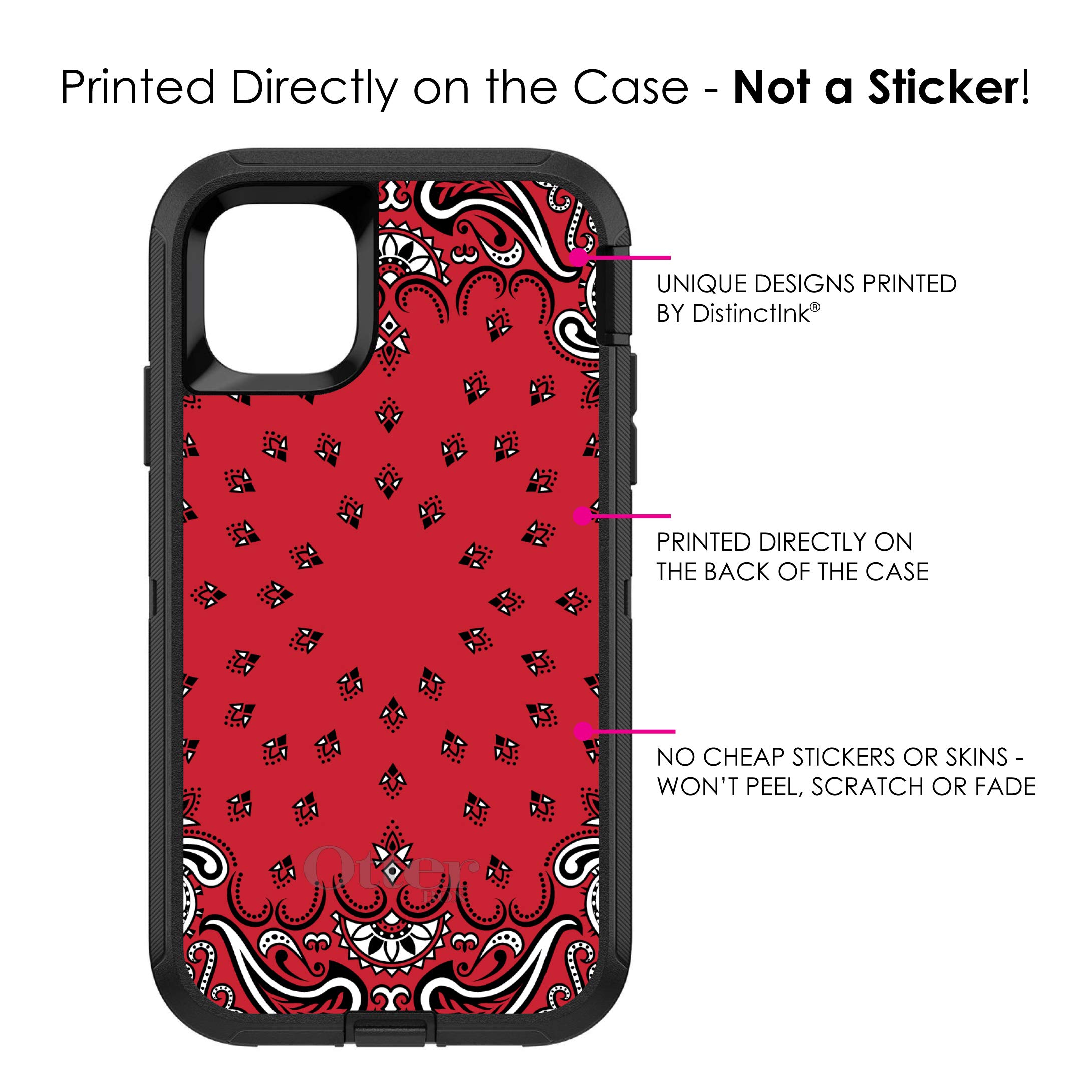 DistinctInk iPhone 11 Pro MAX Case (6.5 Inch) - Durable Protective Phone Cover with Bandana Print in Red, Black & White - Shockproof Replacement for OtterBox Defender - Perfect for Outdoor Activities, Travel & Daily Use