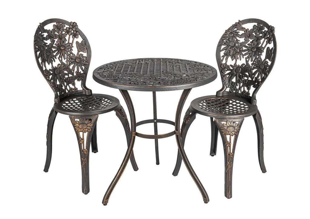 Wildflower Bistro Set - Outdoor Patio Dining Table and Chairs for Garden, Balcony & Backyard | Perfect for Small Space Entertaining