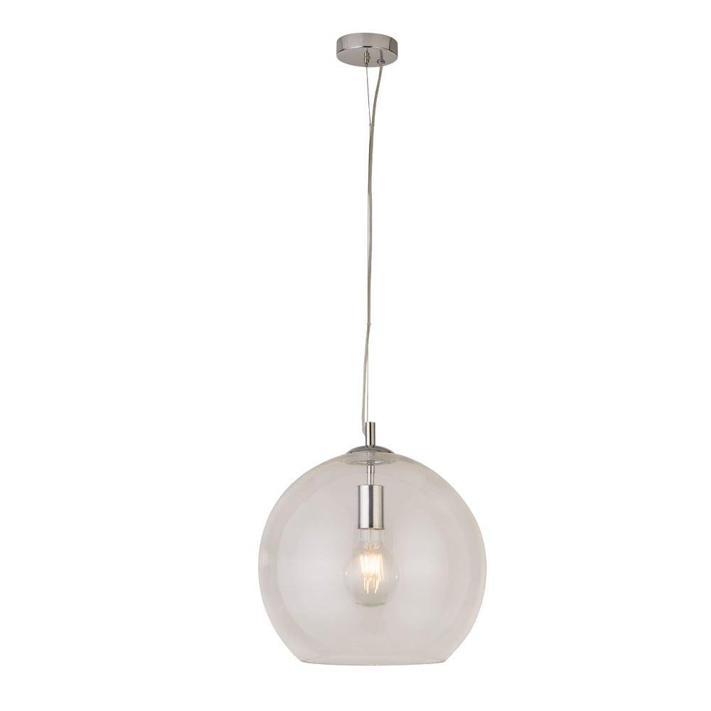 35cm Clear Glass Round Ceiling Pendant Light - Modern 1-Light Hanging Fixture for Dining Room, Kitchen, Bedroom or Living Room Lighting