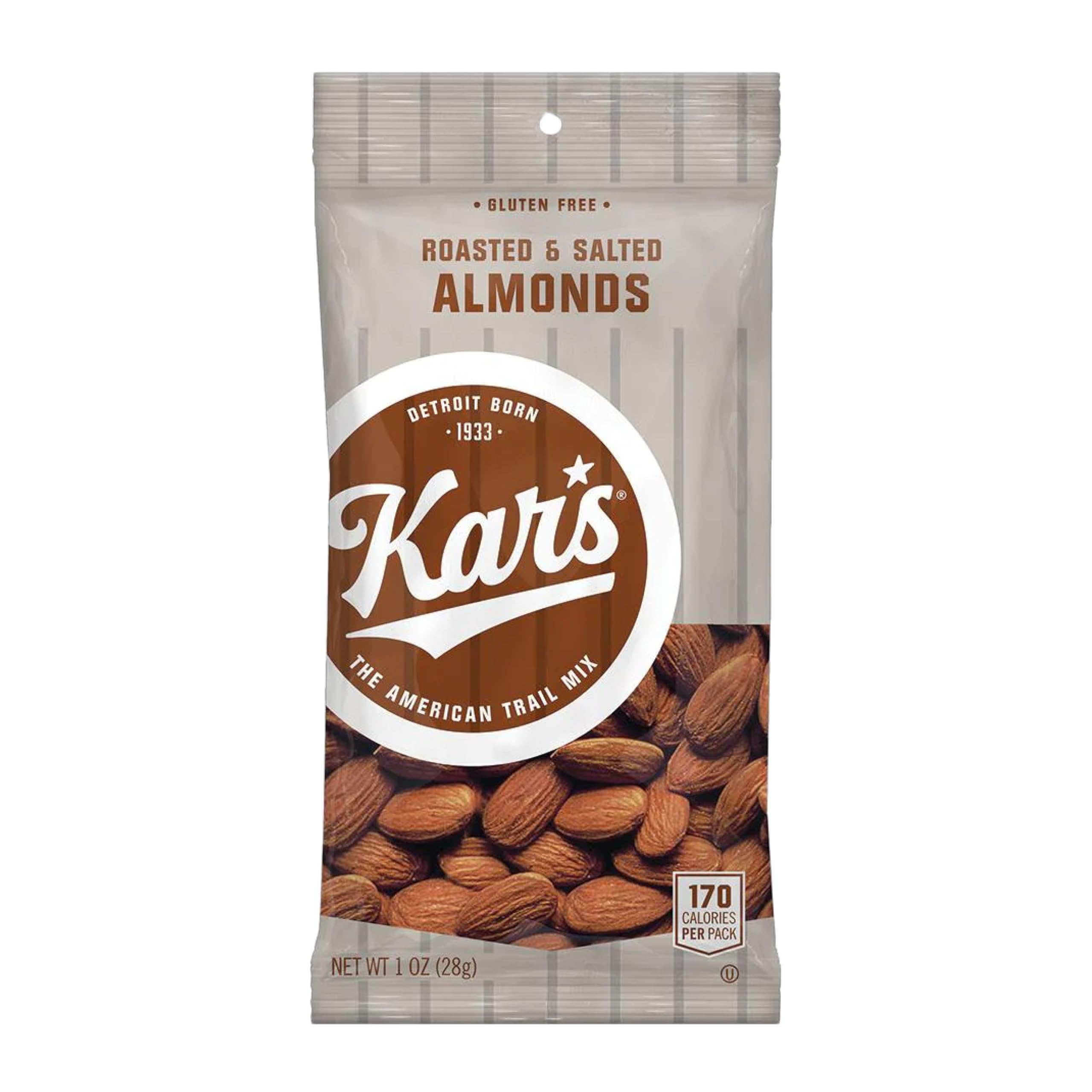 Kar's Nuts Roasted & Salted Almonds - 1oz Individual Snack Packs (100 Count) | Gluten-Free, Healthy Snacks for Office, School & Travel | Bulk Almonds for Parties, Hiking & On-the-Go Nutrition