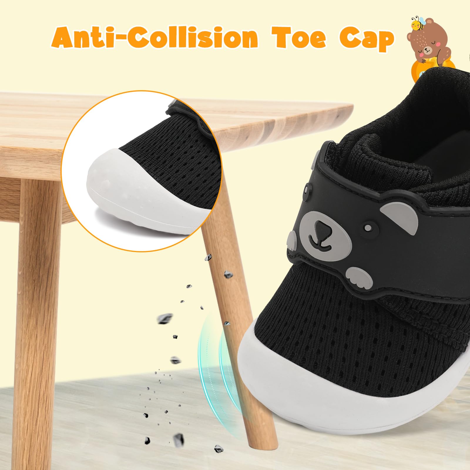 FEETCITY Baby Walking Shoes - Wide Infant Sneakers for Boys & Girls | Breathable Barefoot Toddler Shoes | Slip-On Crib Shoes for First Steps & Indoor Play
