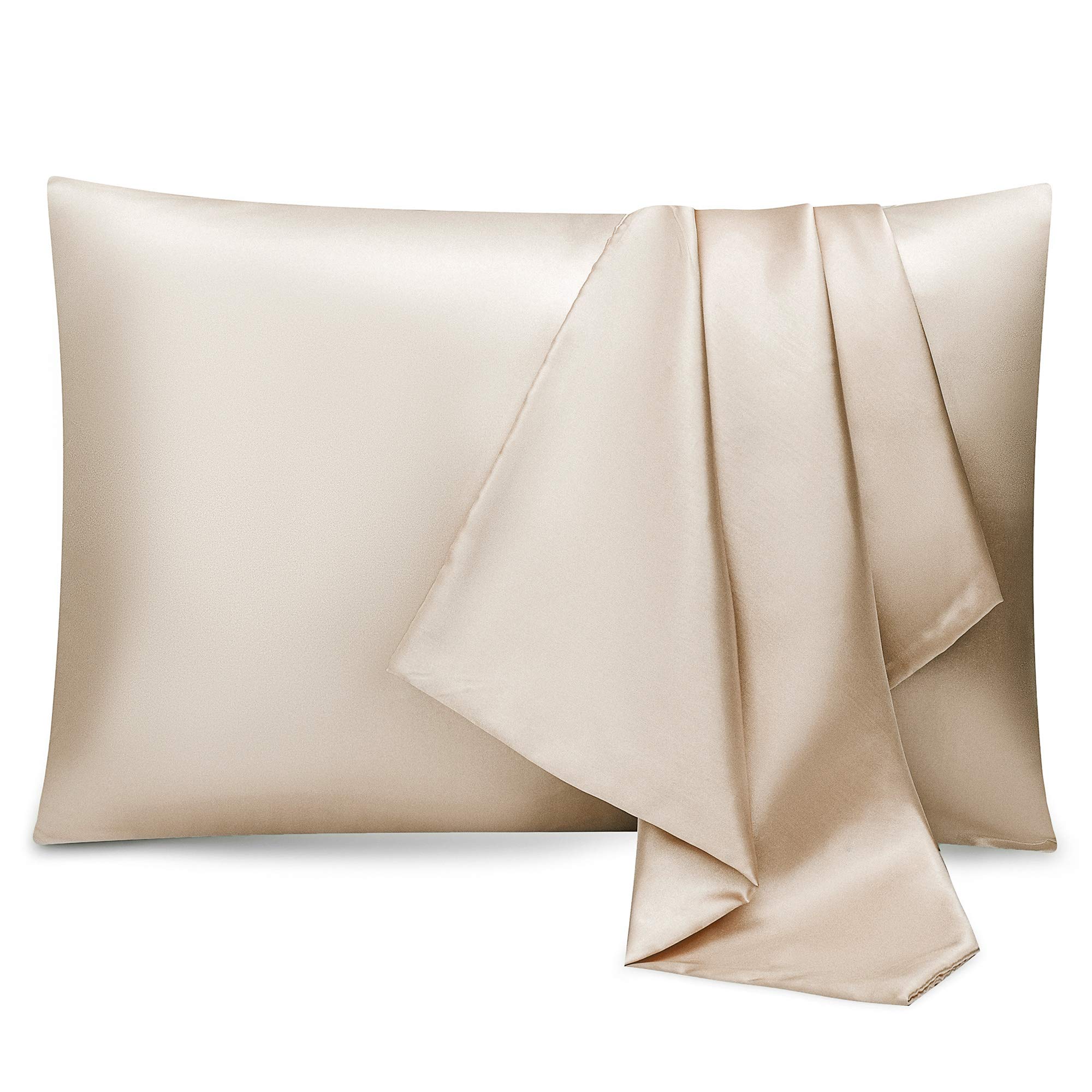 ENETIX Silk Satin Pillowcase for Hair and Skin Care - 2 Pack with Hidden Zipper, Hypoallergenic & Acne-Free Standard Size (50×70cm) Champagne - Perfect for Beauty Sleep, Travel & Sensitive Skin