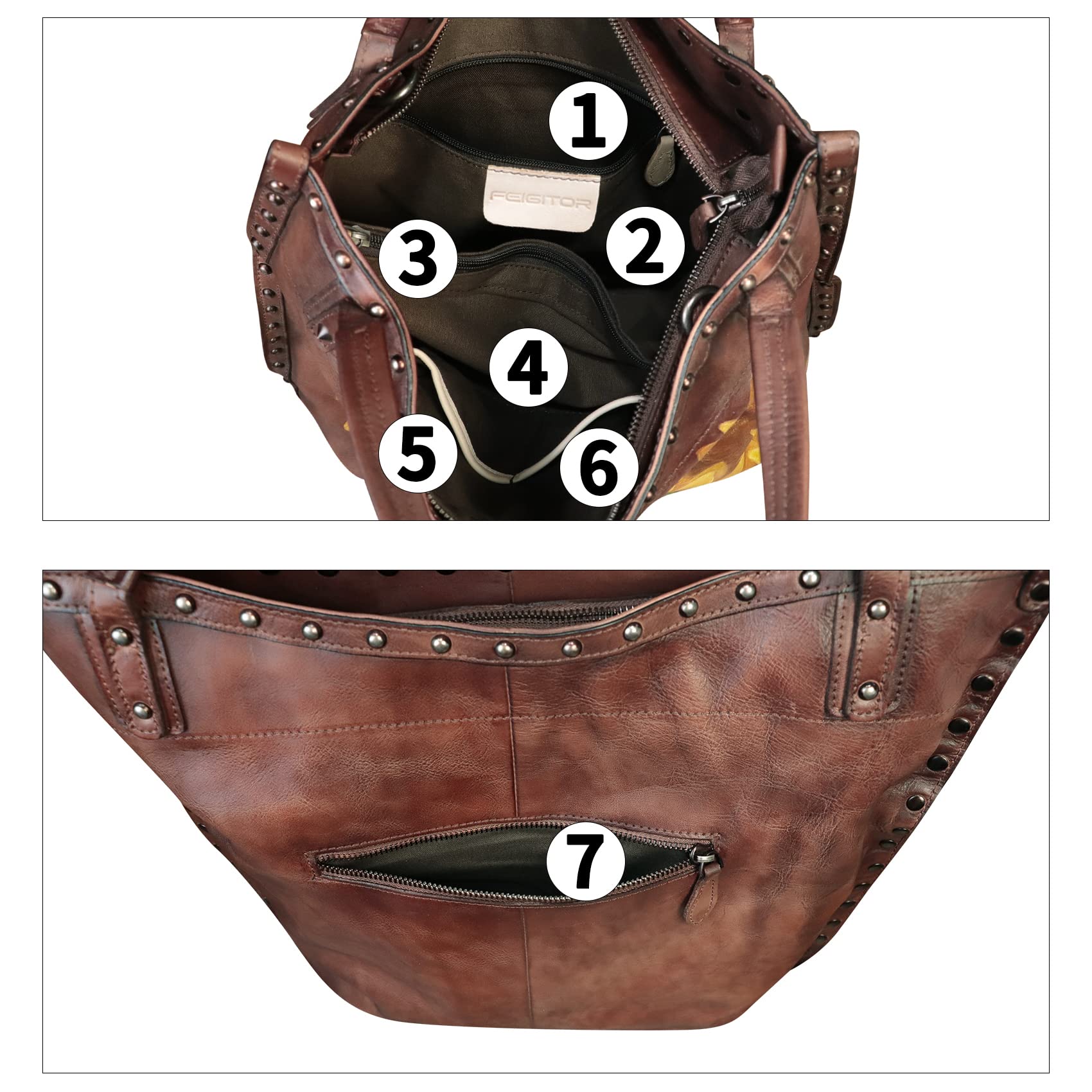 Handmade Genuine Leather Shoulder Bag for Women - Hand Painted Crossbody Purse, Work Tote & Casual Handbag | Perfect for Office, Travel & Everyday Use