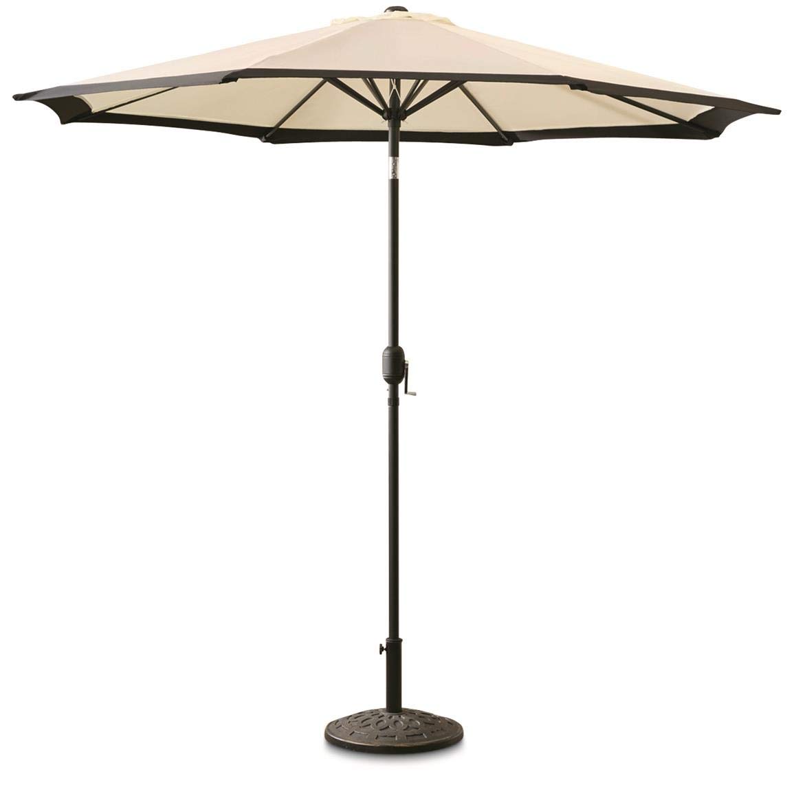 CASTLECREEK 9-Foot Two-Tone Outdoor Patio Umbrella with Push-Button Tilt - Khaki/Black Sun Shade for Deck, Yard, Backyard & Pool - Perfect for Outdoor Dining, Lounging and Poolside Relaxation