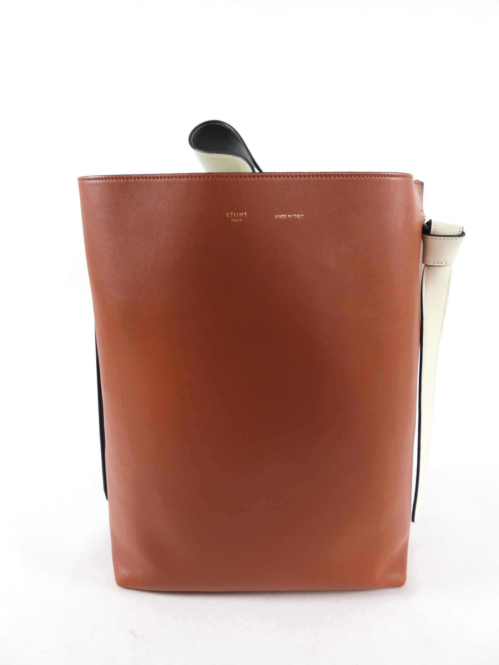 Celine Small Twist Tote Bag in Brick & Burgundy - Luxury Leather Handbag for Women, Perfect for Work, Travel & Everyday Use