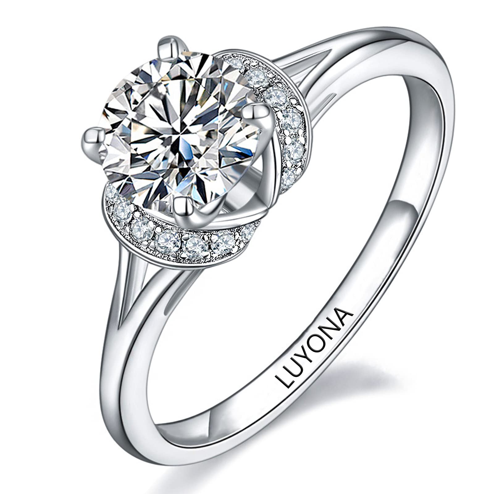 1 Carat Moissanite Engagement Ring for Women - 1.0 CT Round Cut Wedding Band, Anniversary Jewelry Gift with Gift Box - Perfect for Proposals, Bridal Sets & Special Occasions