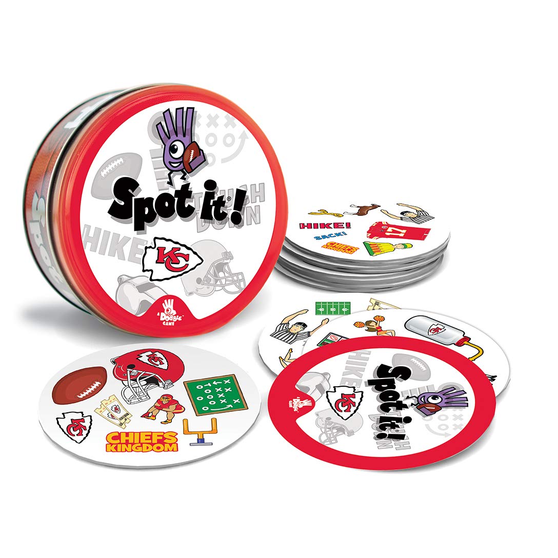 NFL Kansas City Chiefs Spot It Game for Kids, Adults & Family - Fun Football Party & Tailgating Game for Game Day, Family Gatherings & Football Fans