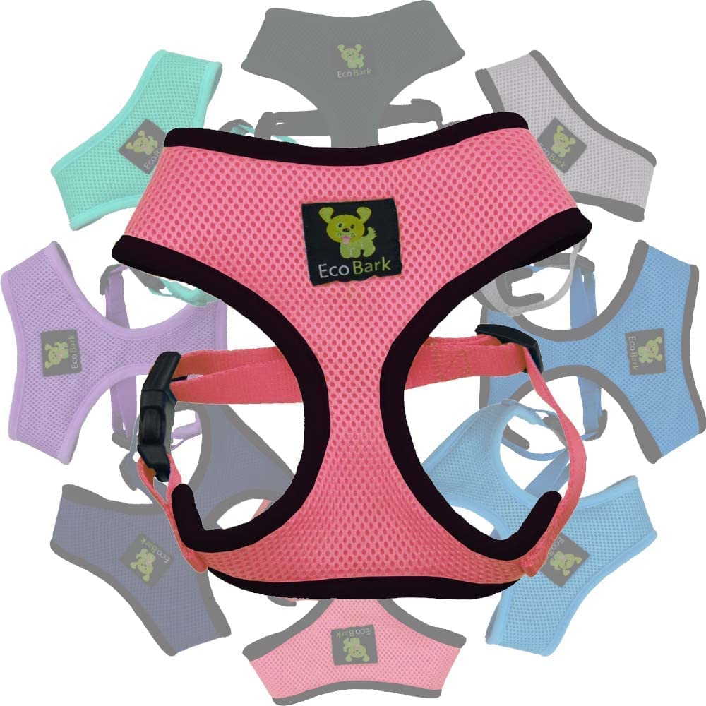 EcoBark No Pull Dog Harness - Eco-Friendly Soft Mesh Vest for Small Dogs & Puppies - Comfortable Overhead Design, Choke-Free, Light Pink - Perfect for Walking, Training & Outdoor Adventures