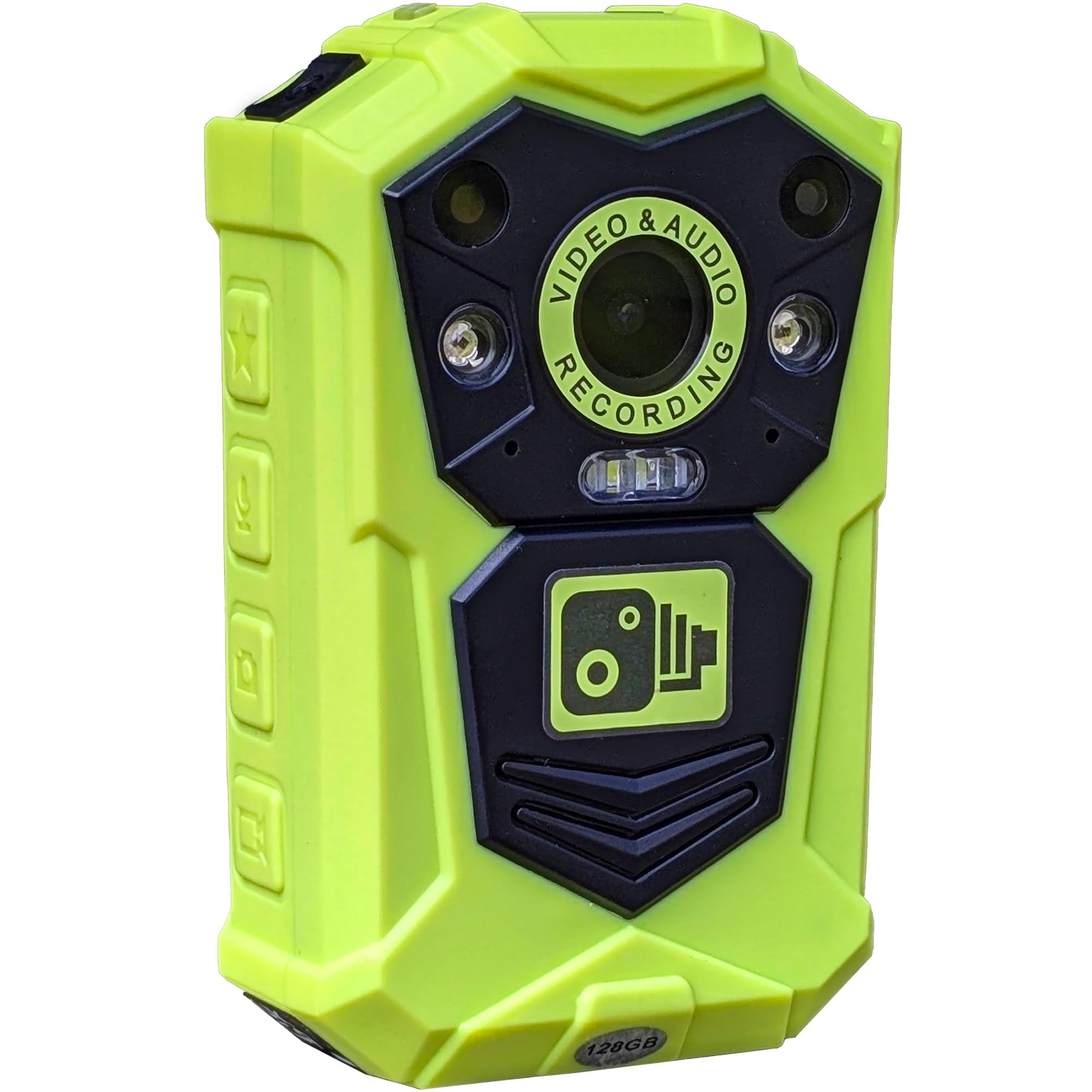 Brifield® BR1 NEO 128GB Ultra HD Wearable Body Camera - Professional Security Bodycam for Doorman, Bouncer & SIA Personnel - Neon Yellow Bodyworn Camera with Fast Click Accessories - Ideal for Personal Protection, Law Enforcement & Event Security